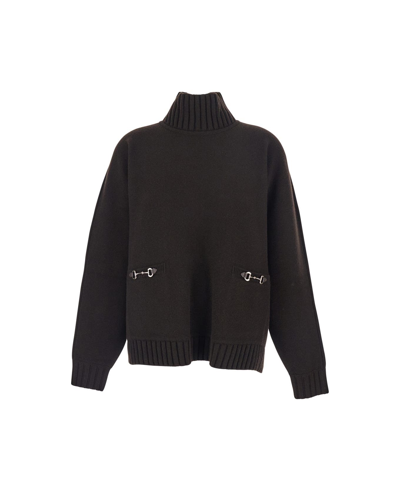 Gucci Plain Stitch High Neck Pull - Brown