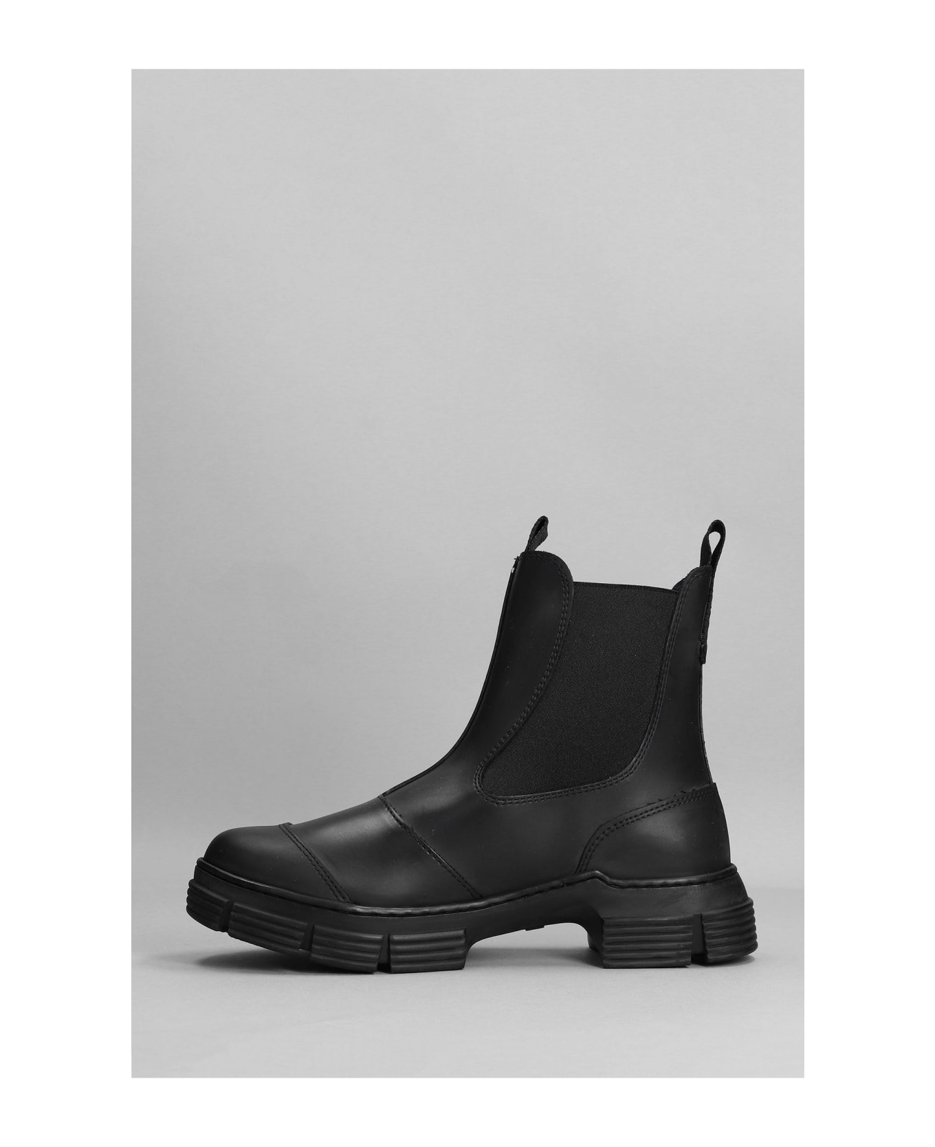 Ganni City Boot Combat Boots In Black Rubber/plasic - Nero