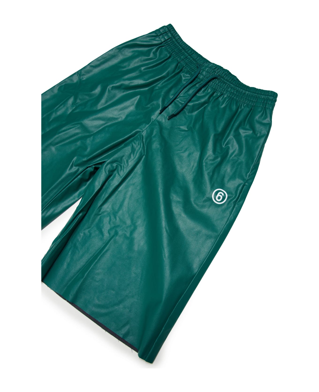 MM6 Maison Margiela Mm6p68u Shorts Maison Margiela Green Fake Leather Shorts With Logo - Forest green