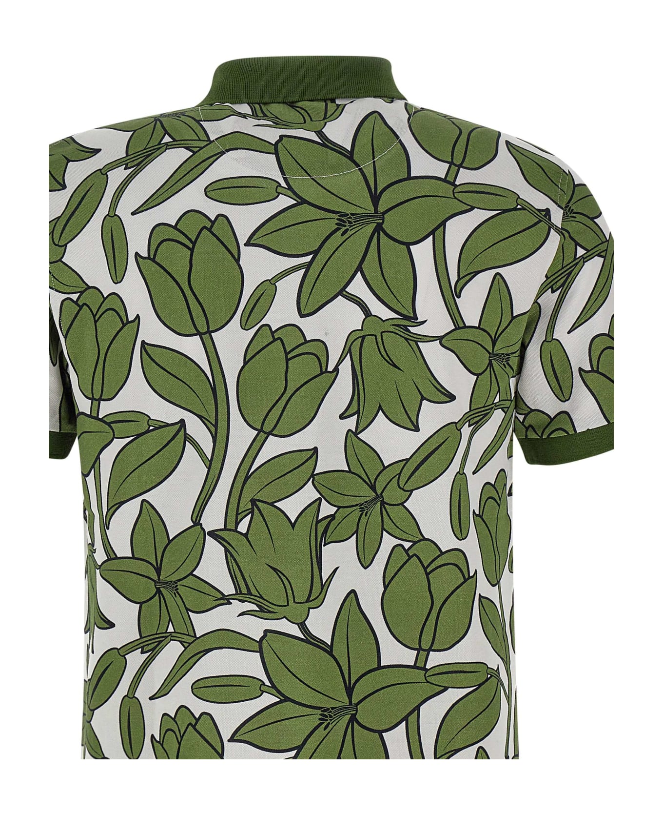Sun 68 "full Print"polo Shirt Cotton - WHITE/GREEN ポロシャツ