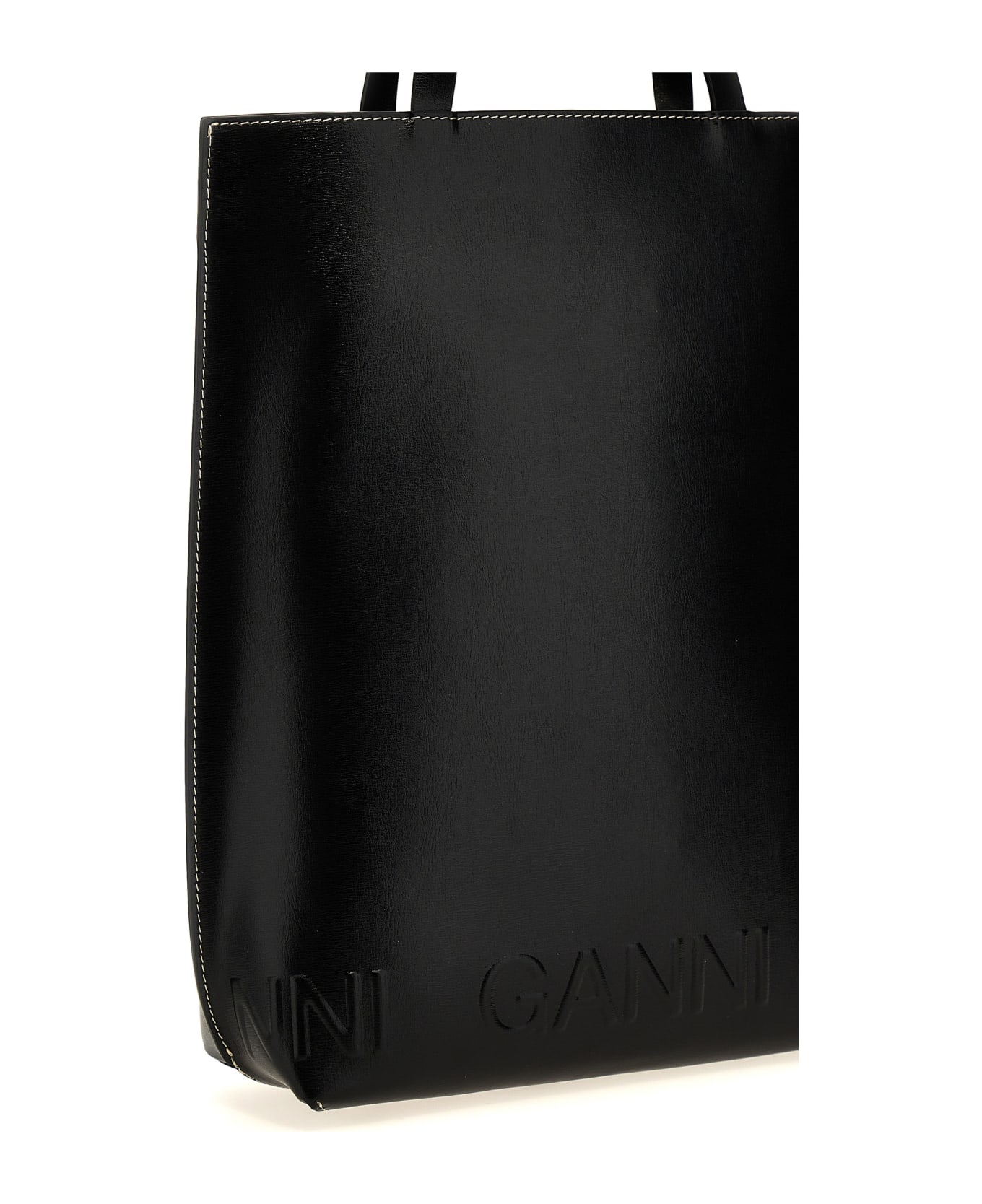 Ganni 'banner Medium' Shopping Bag - Black  