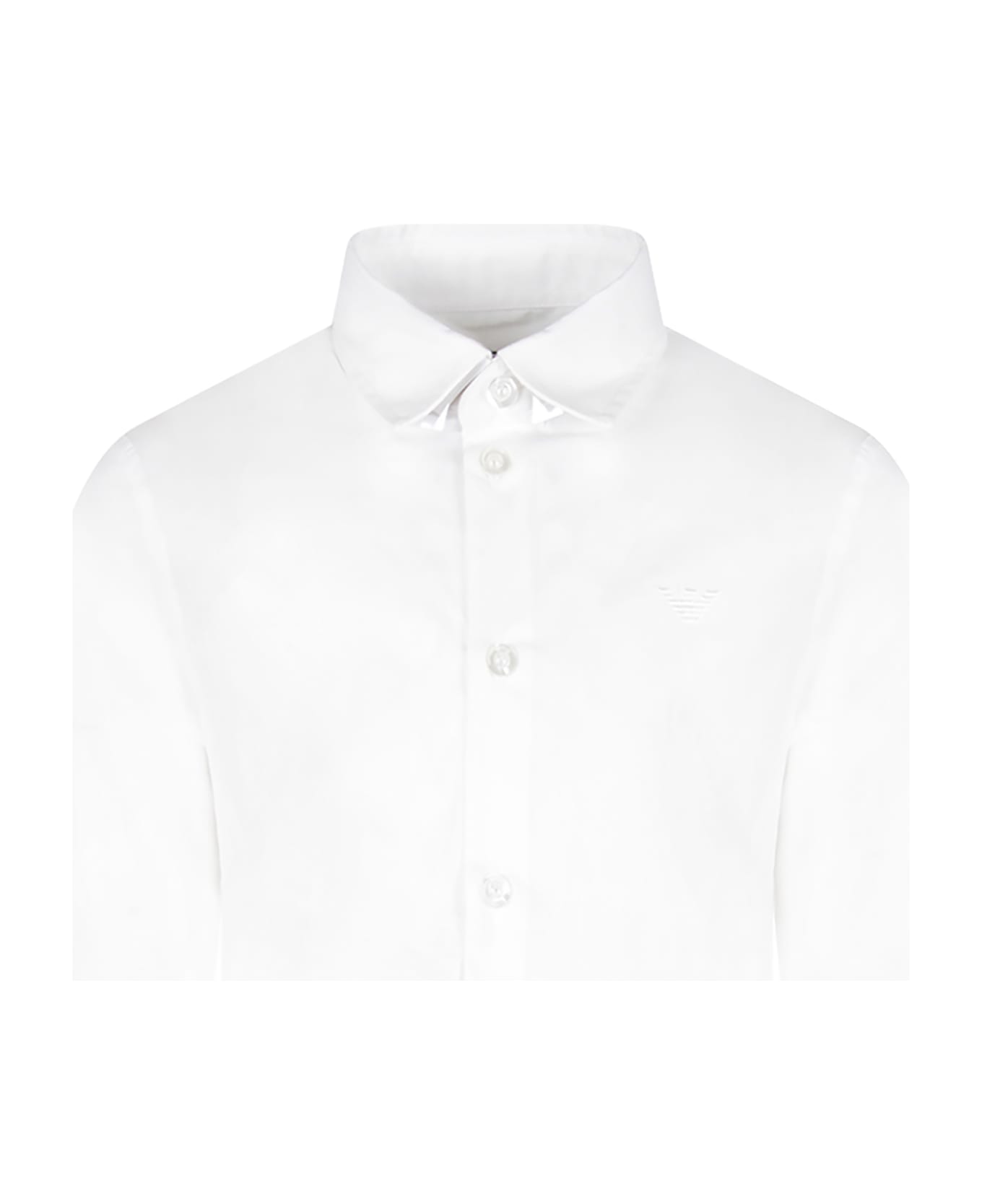 Emporio Armani White Shirt For Boy With Iconic Eagle - White