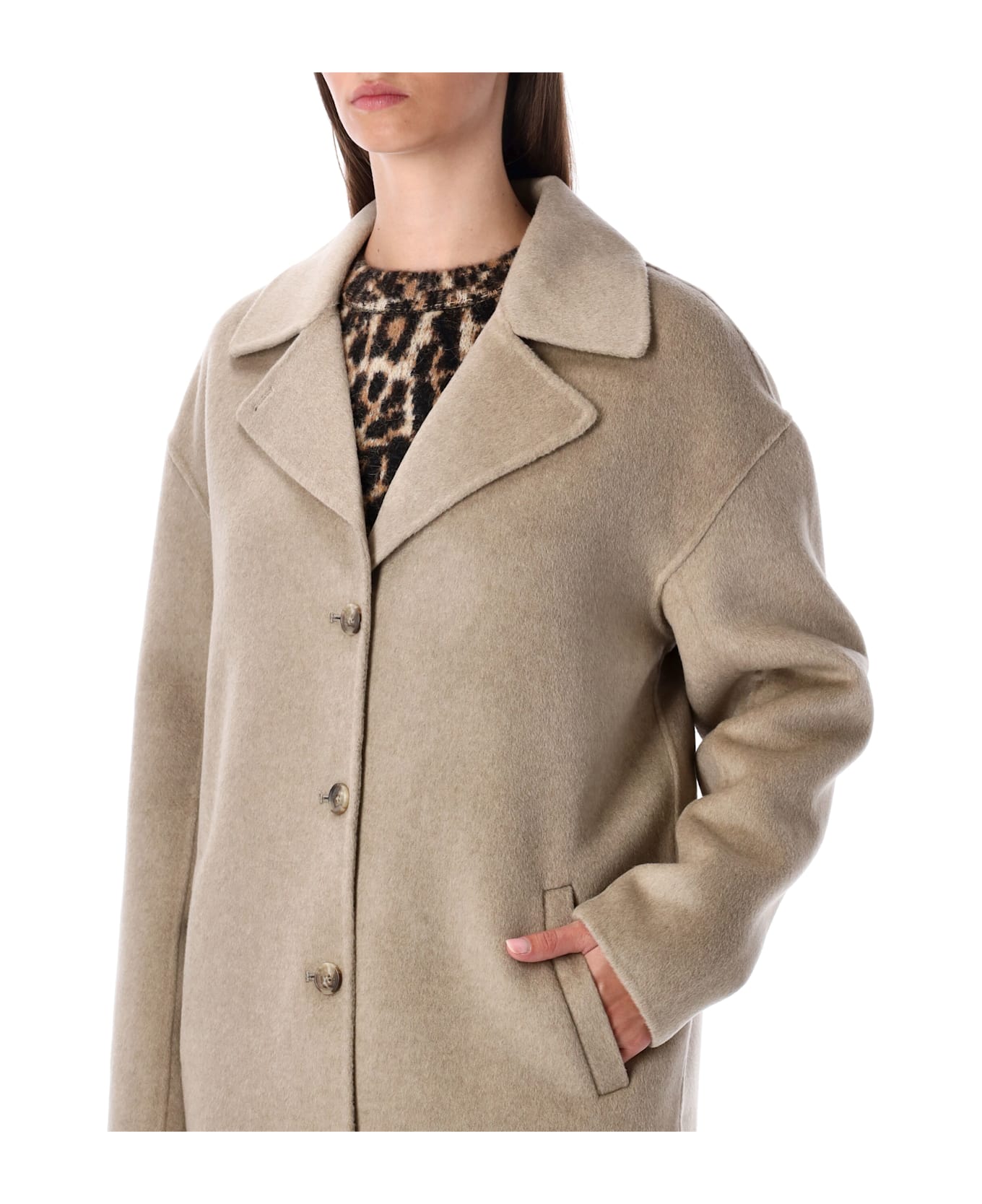 Anine Bing Portia Wool Cashmere Coat - OATMEAL