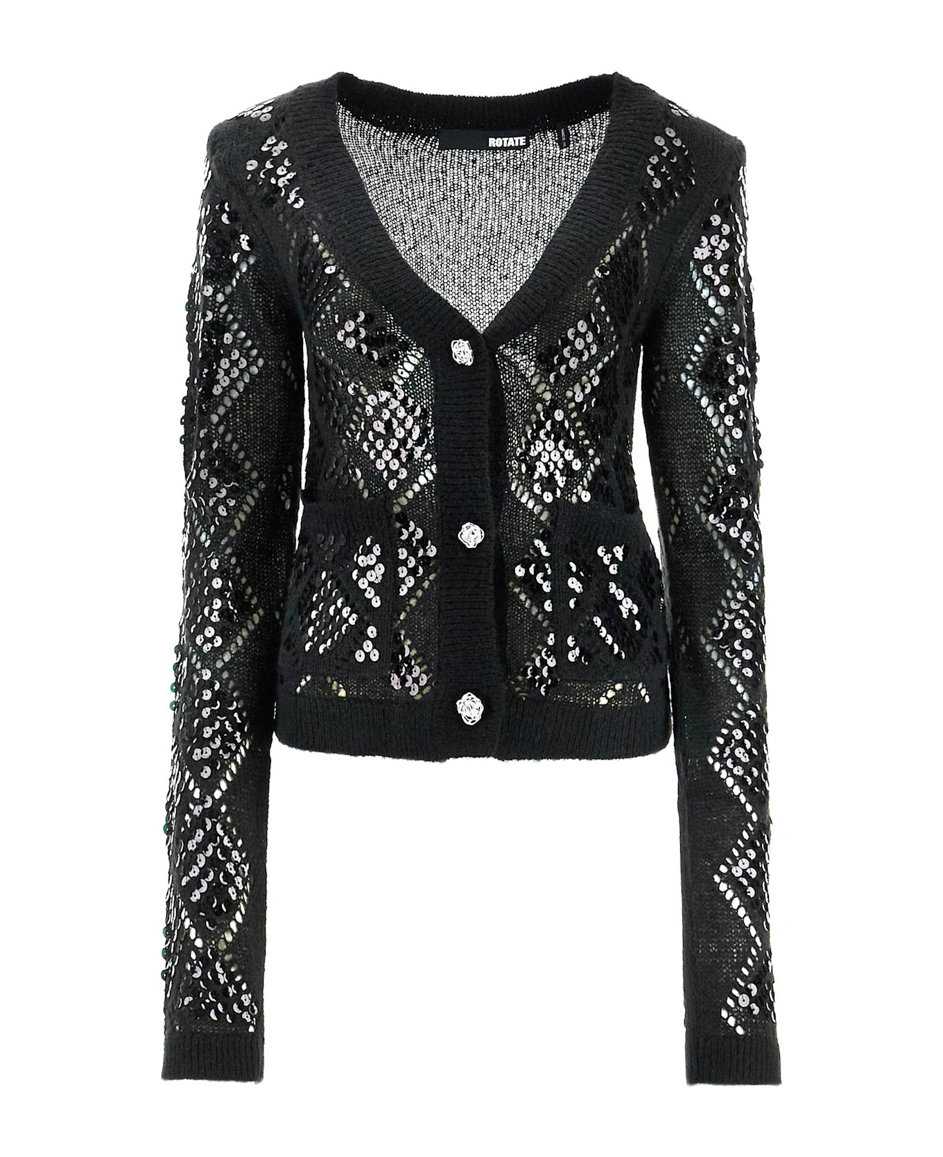 Rotate by Birger Christensen Perforated Cardigan With - BLACK (Black)