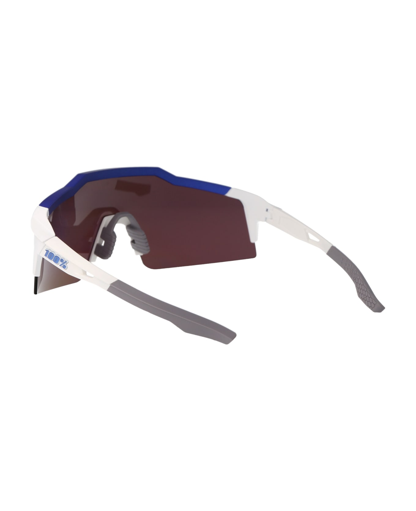 100% Speedcraft Sl Sunglasses - Matte White/Metallic Blue - HiPER Blue Multilayer Mirror Lens