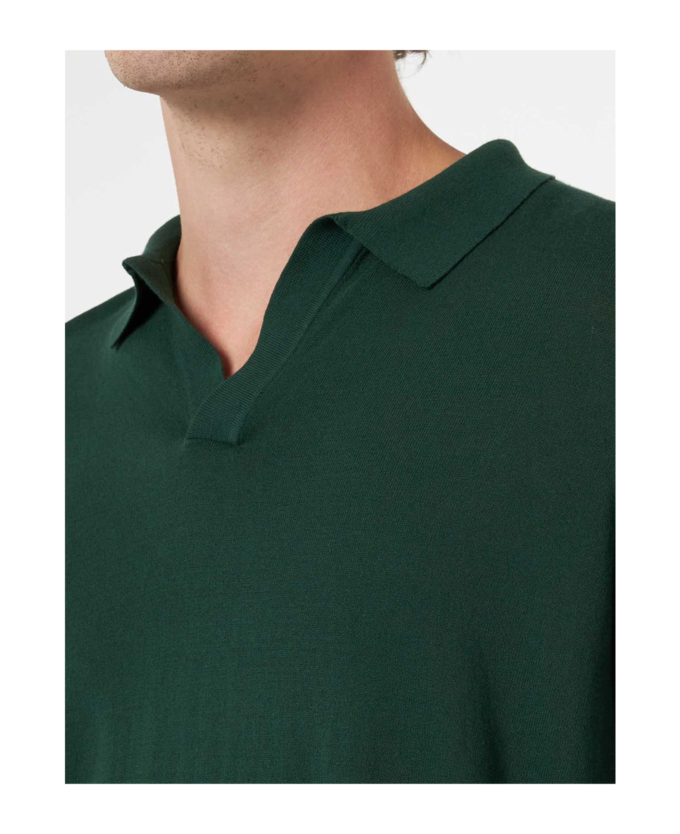 MC2 Saint Barth British Green Buttonless Knitted Polo Shirt Sloan - GREEN