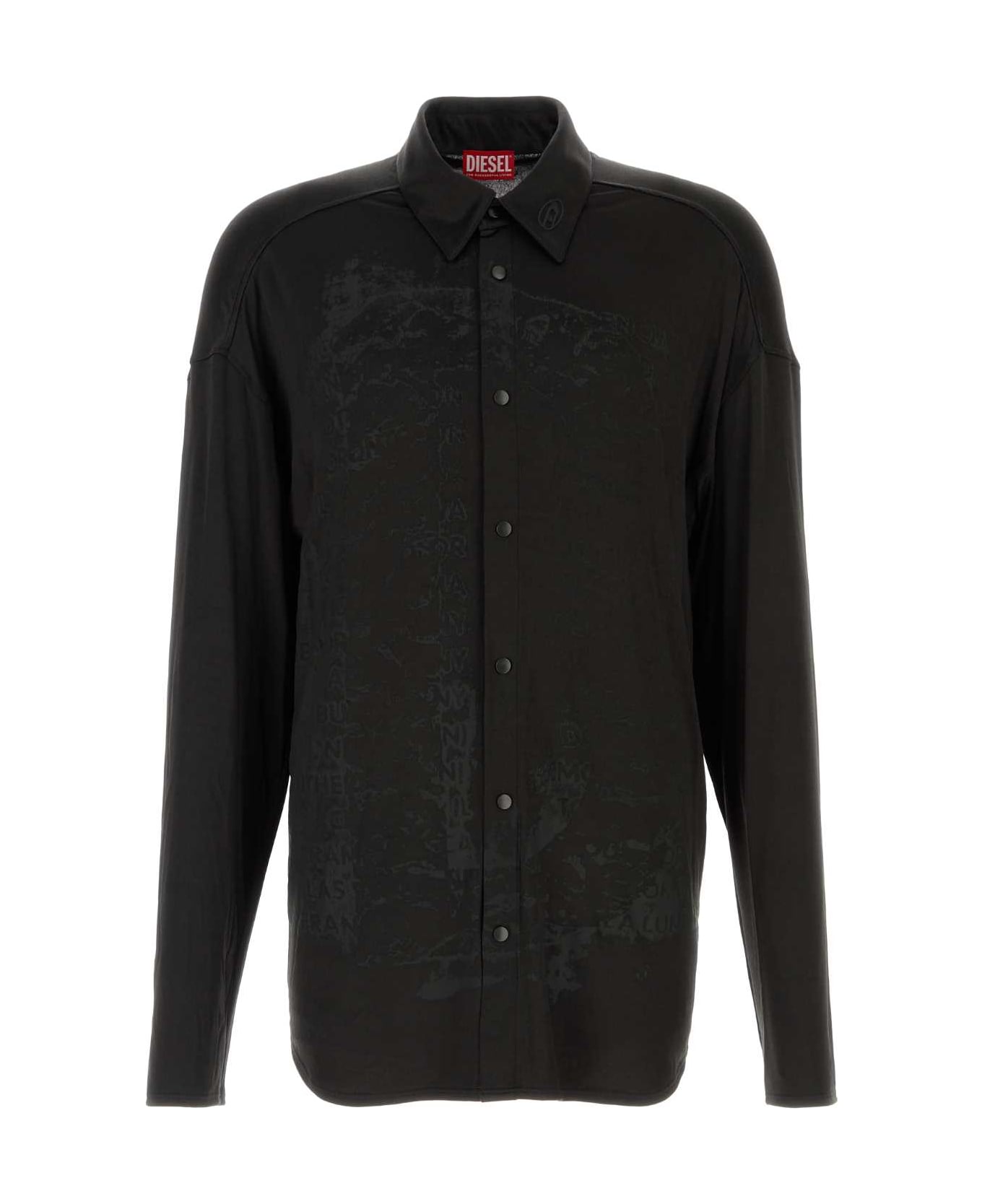 Diesel Black Stretch Acetate S-frederic Shirt - 9XX
