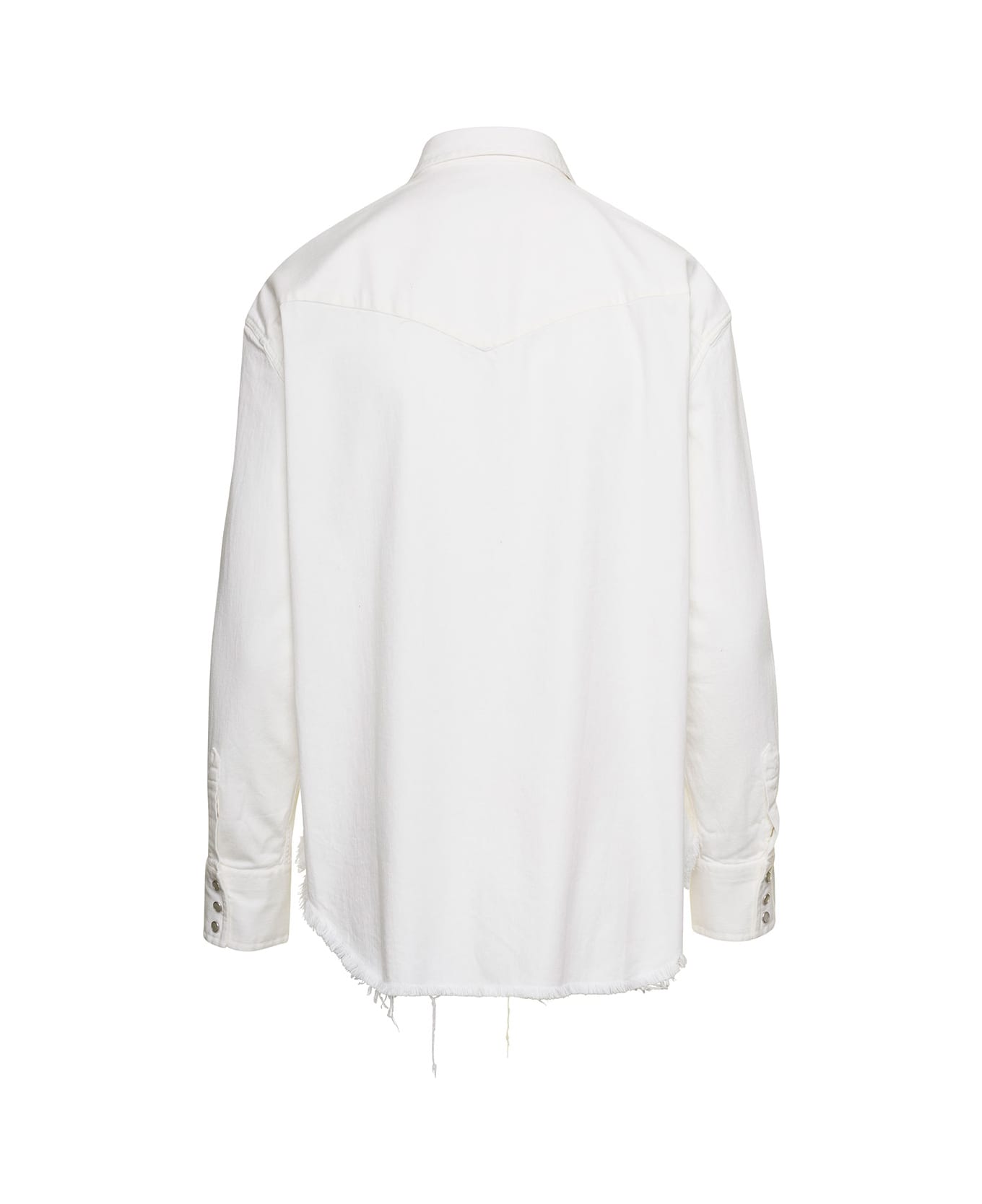 Washington Dee-Cee White Denim Shirt With Stud Embellishment In Cotton Woman - White