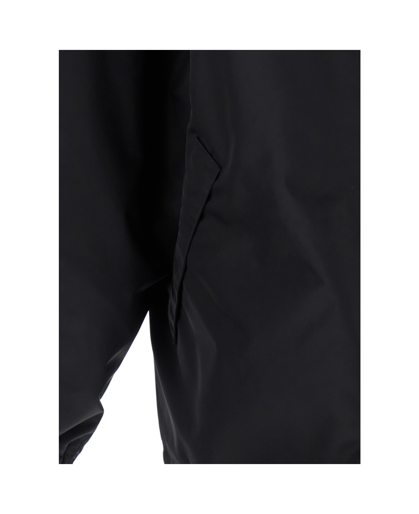 Balenciaga Black Jacket With Drawstring Hood And Maxi Logo Lettering Print On The Rear In Tech Fabric Man - Black