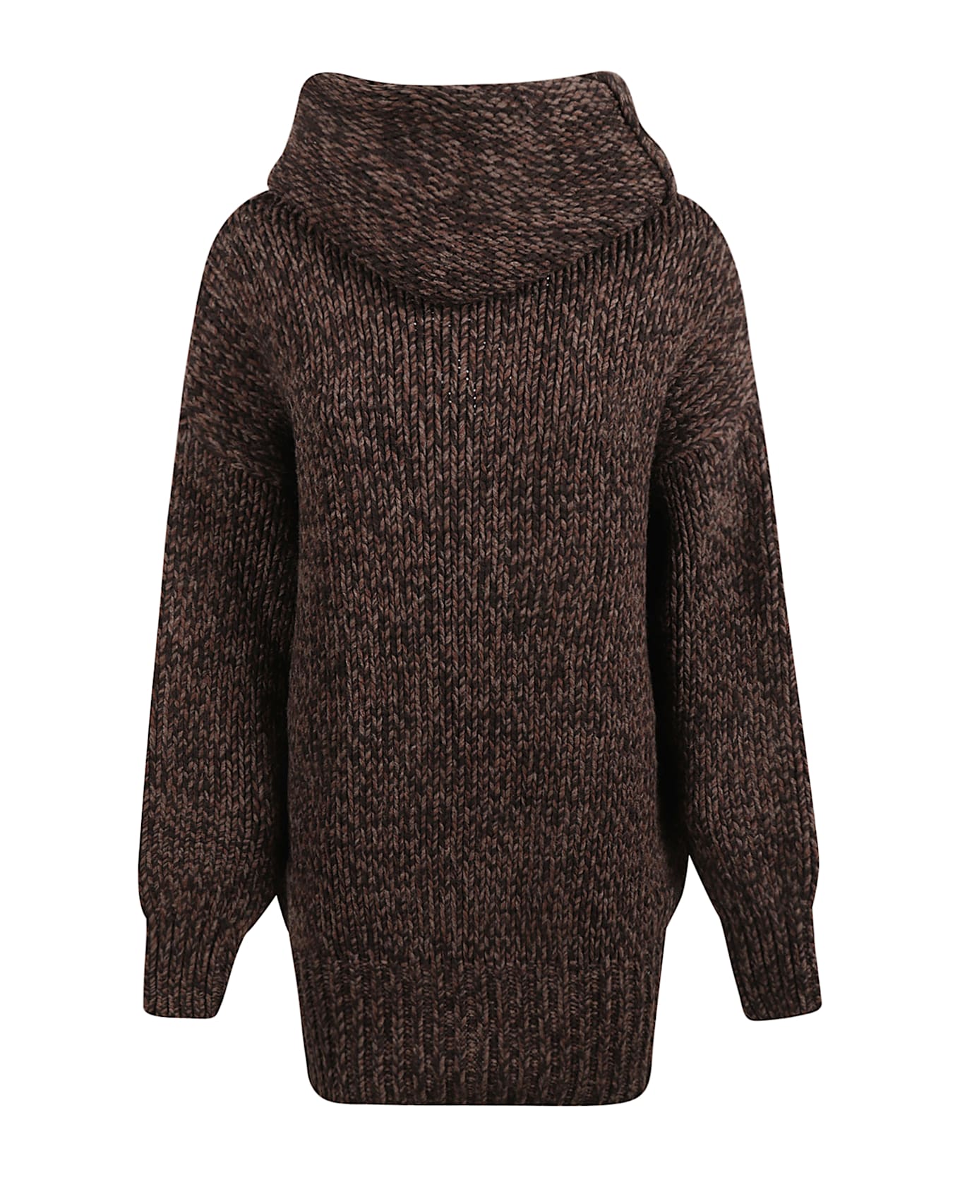 Alexander McQueen Hooded Knit Knitted Jumper - BROWN/TAN