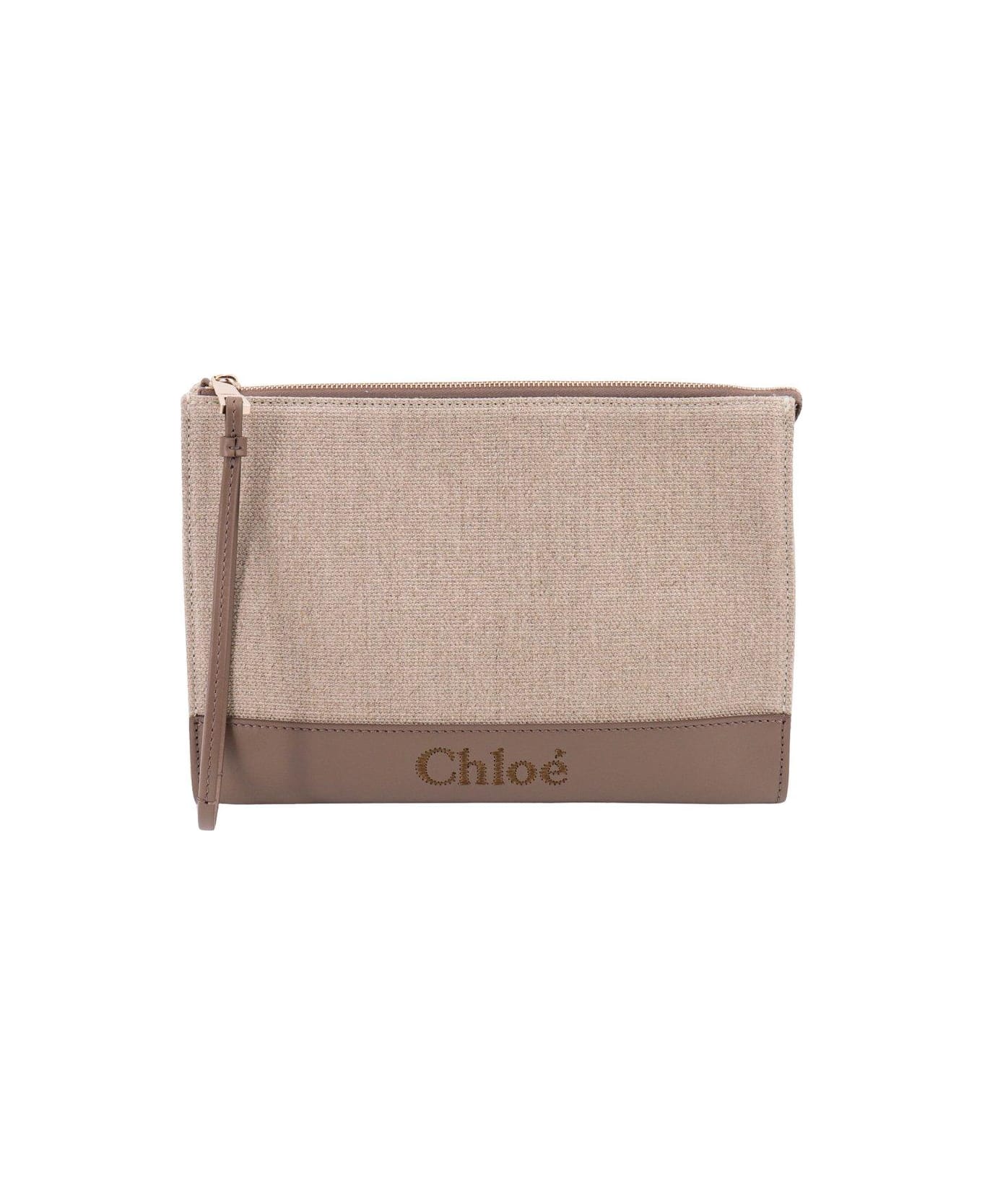 Chloé Two-tone Zipped Clutch Bag - Grigio