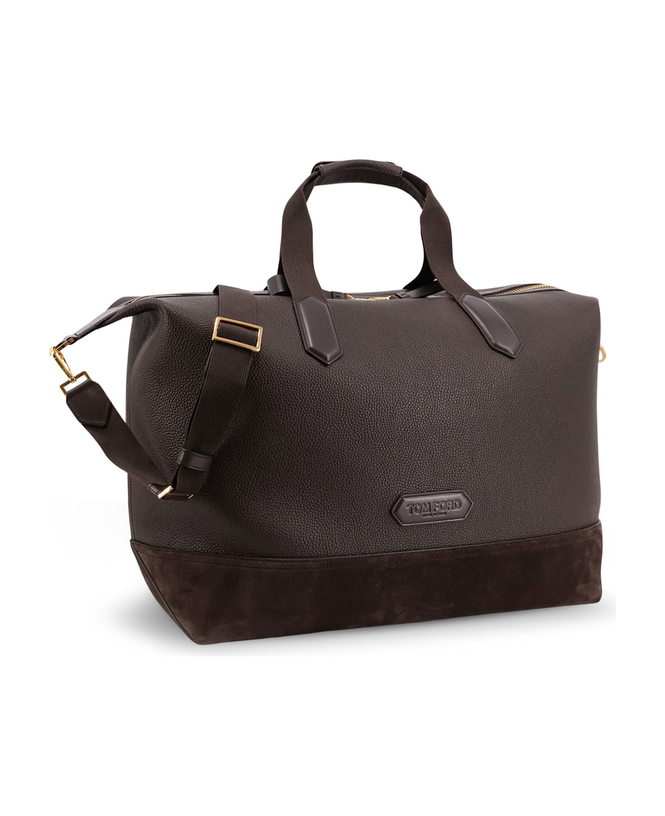 Tom Ford Leather Travel Bag With Suede Inserts - Brown
