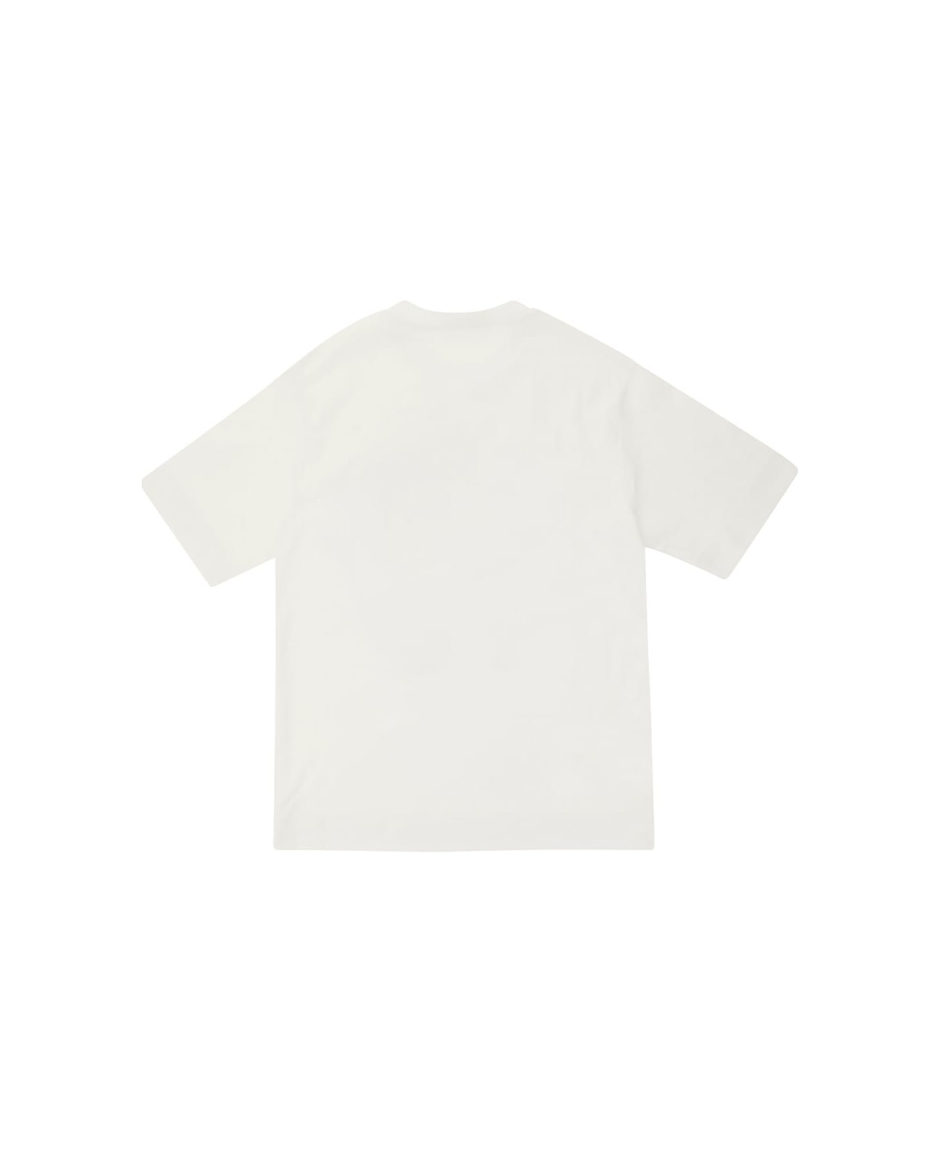Marni White T-shirt With Contrasting Logo Print In Cotton Man - White