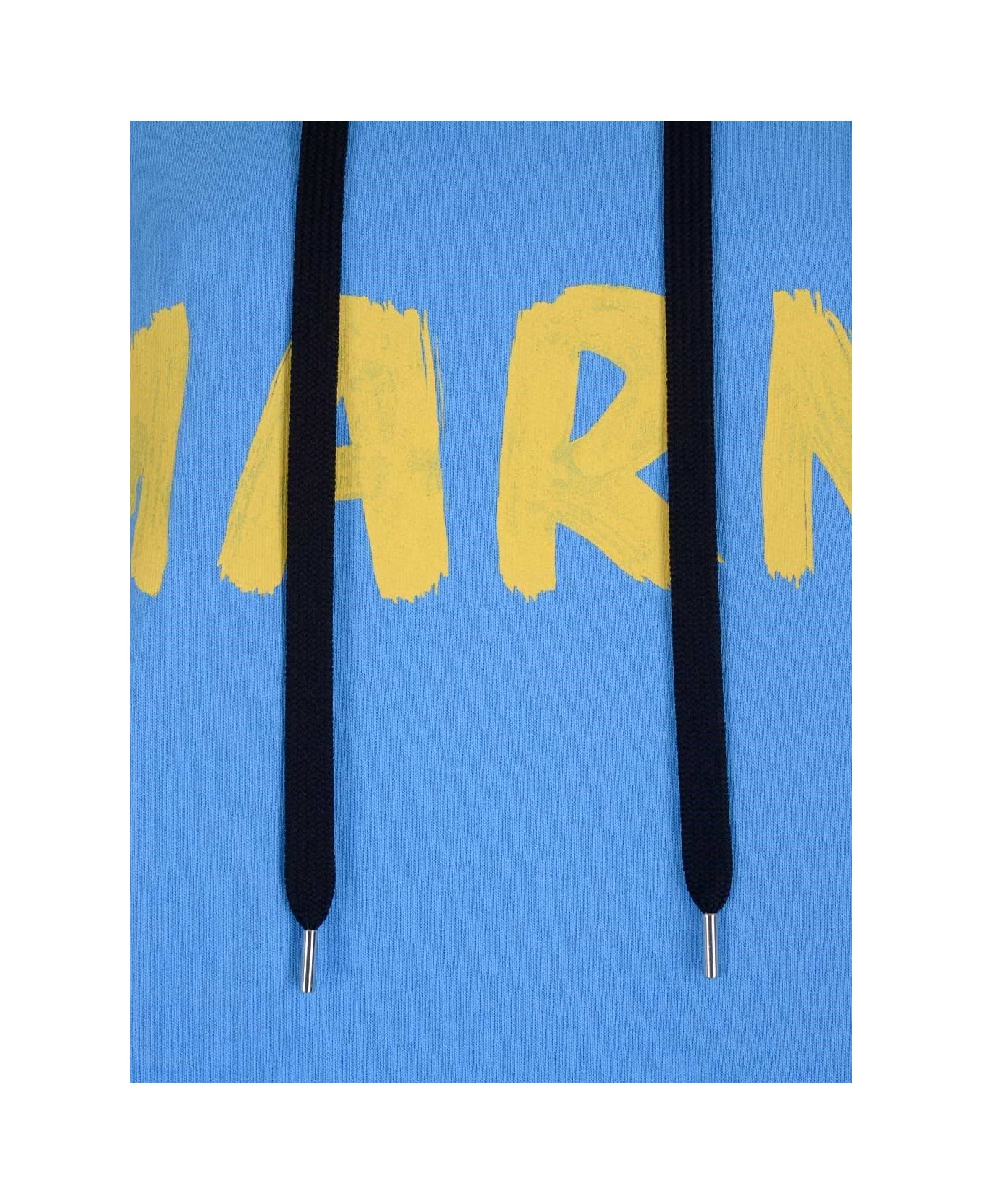 Marni Logo Printed Drawstring Hoodie - Blue