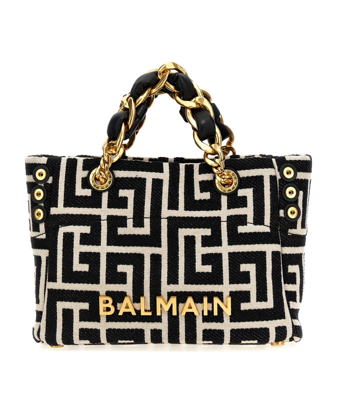 Balmain '1945 Soft Small' Shopping Bag - White/Black