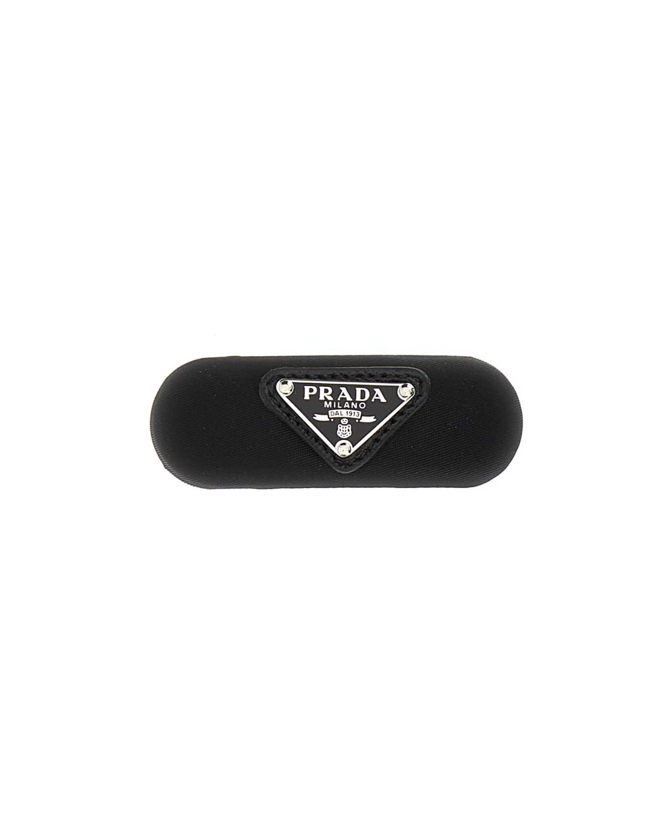 Prada Black Fabric Hair Clip - NERO 帽子