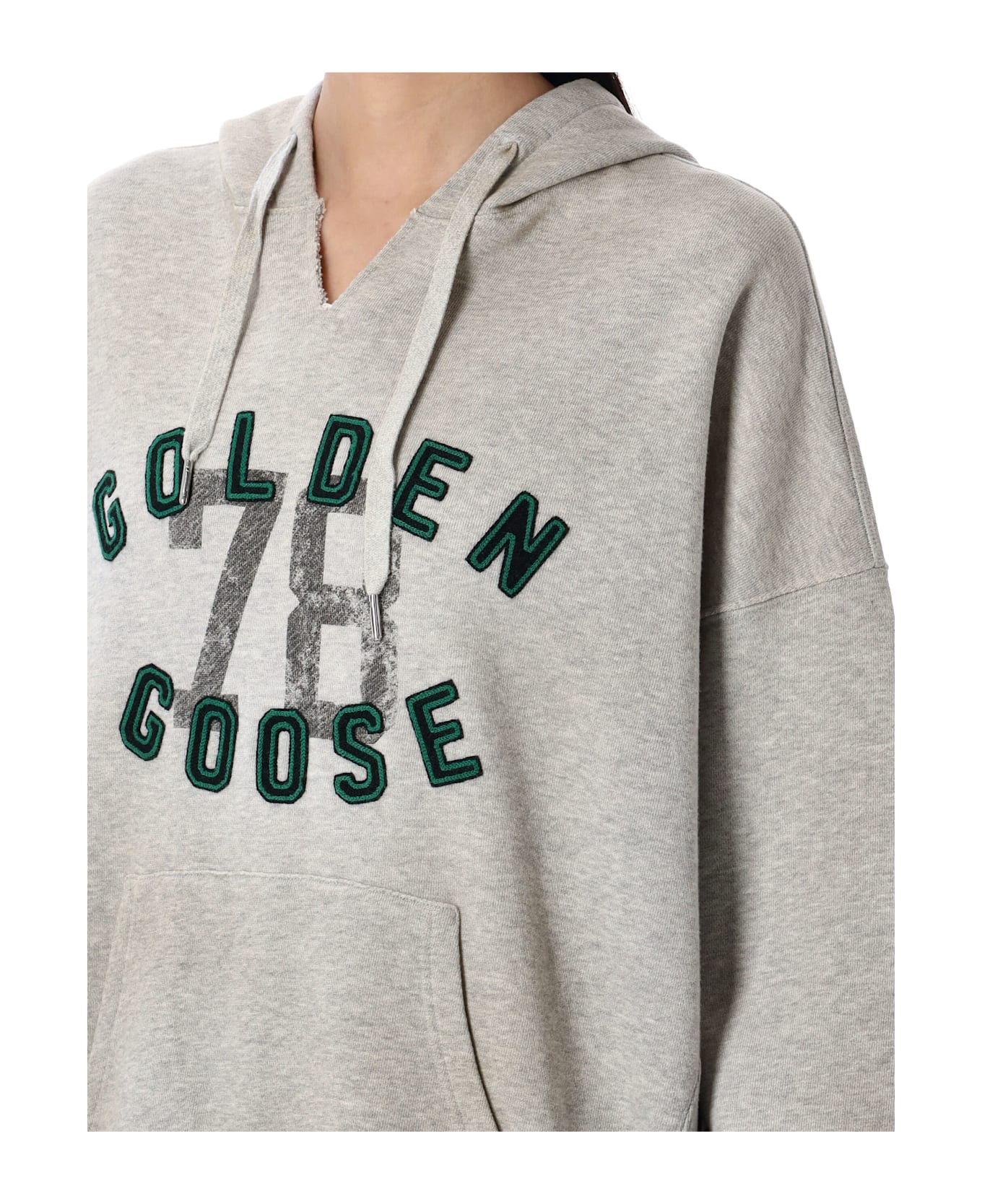 Golden Goose Embroidered Vintage Logo Hoodie - GREY MELANGE