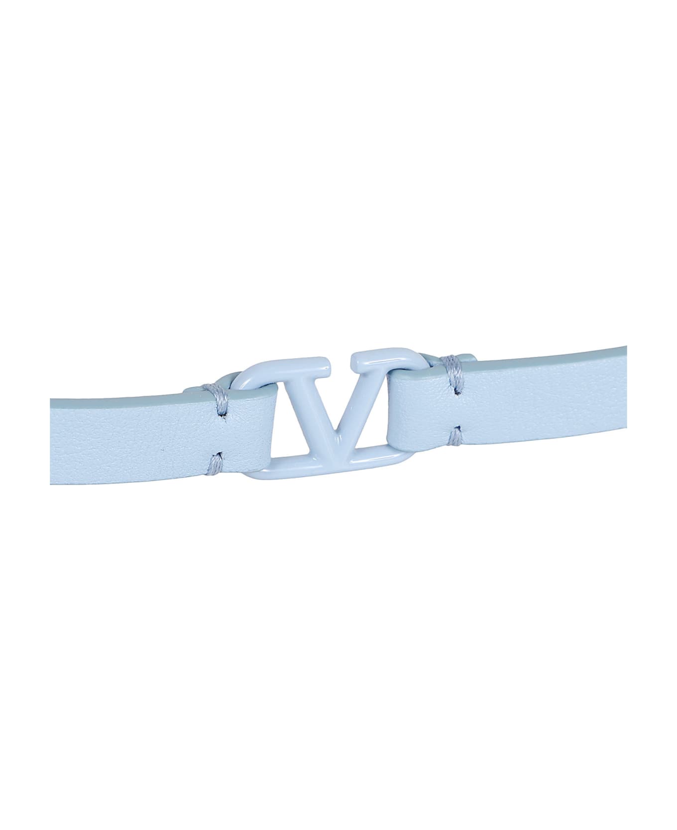 Valentino Garavani Leather Bracelet Vlogo Signature - Zqw Popeline Blue