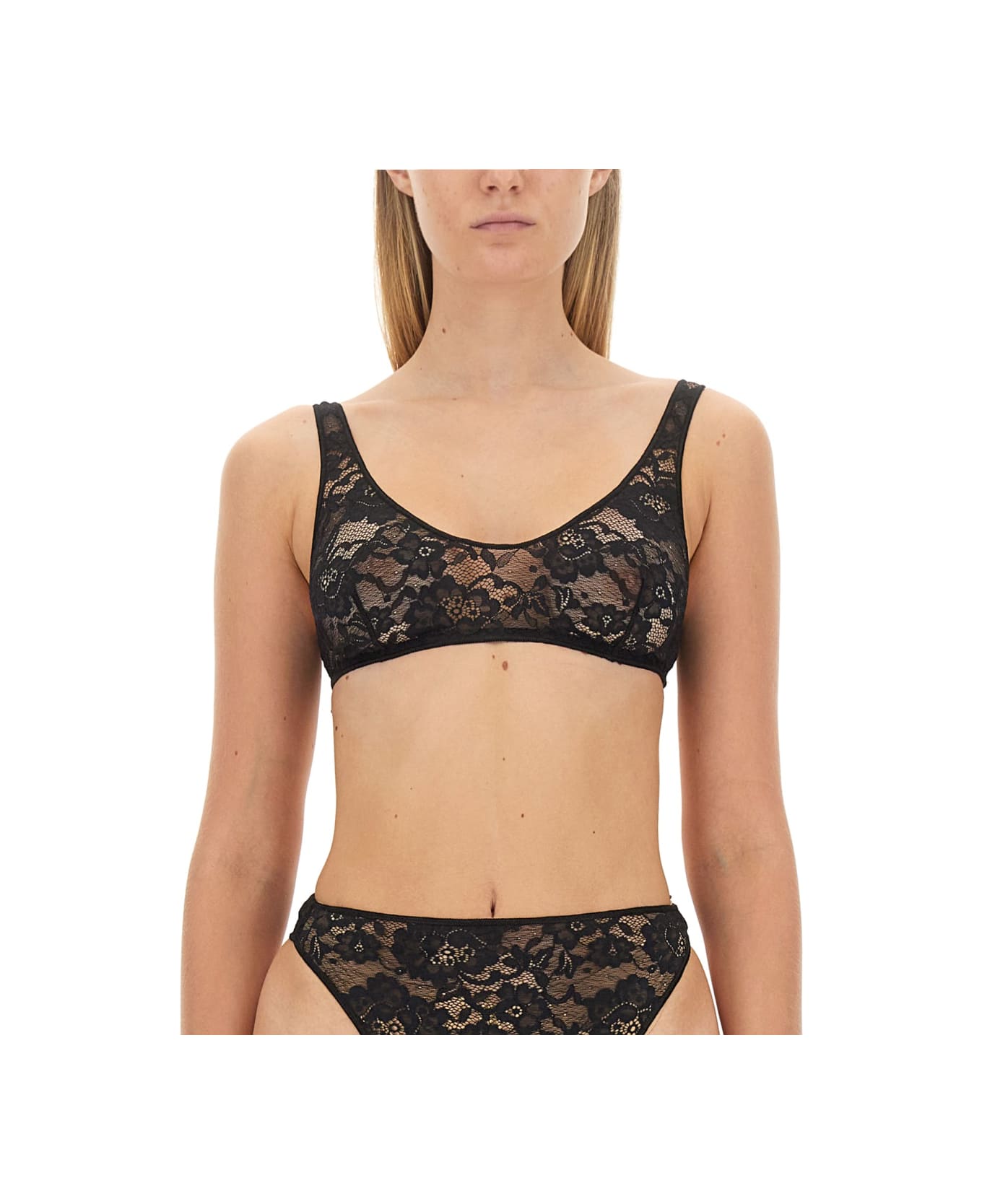 Oseree Lace Top - BLACK