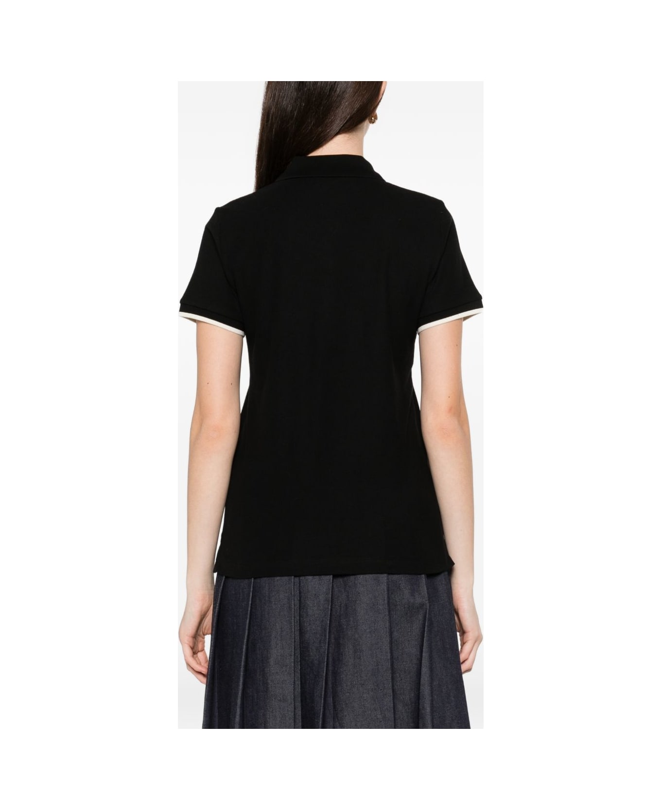 Moncler Logo Cotton Polo Shirt - Black