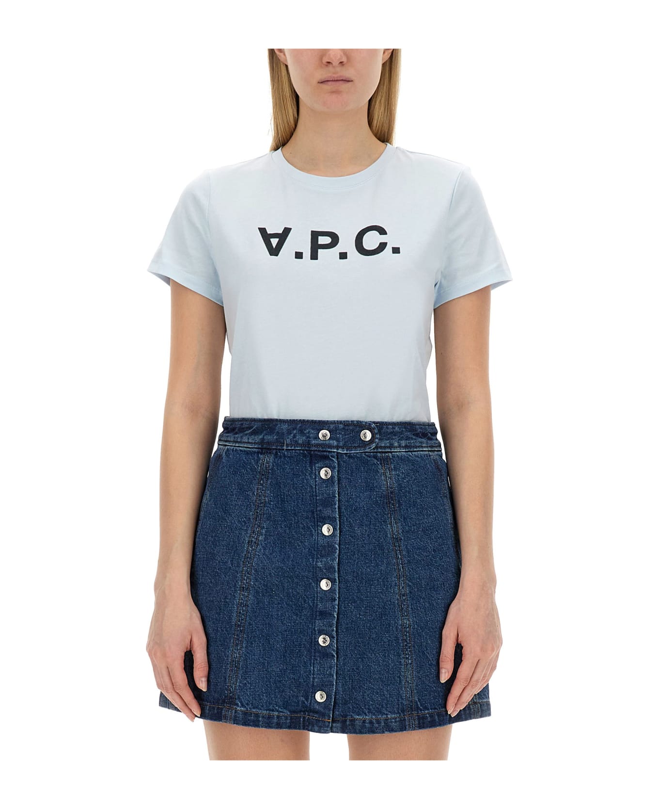 A.P.C. T-shirt With Logo - AZZURRO Tシャツ