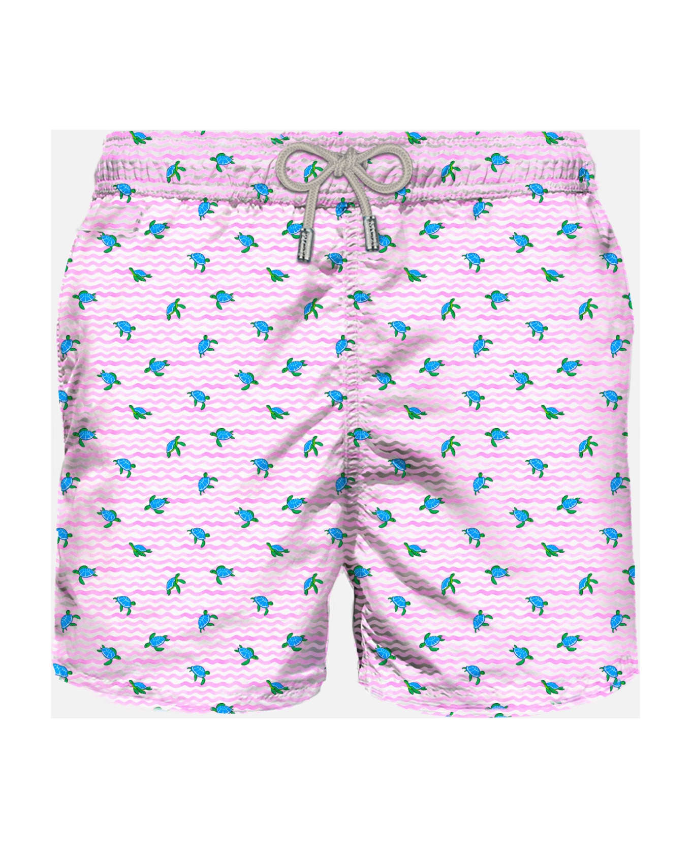 MC2 Saint Barth Comfort Light Classic Stretch Swim Shorts With Sea Turtles Print - PINK