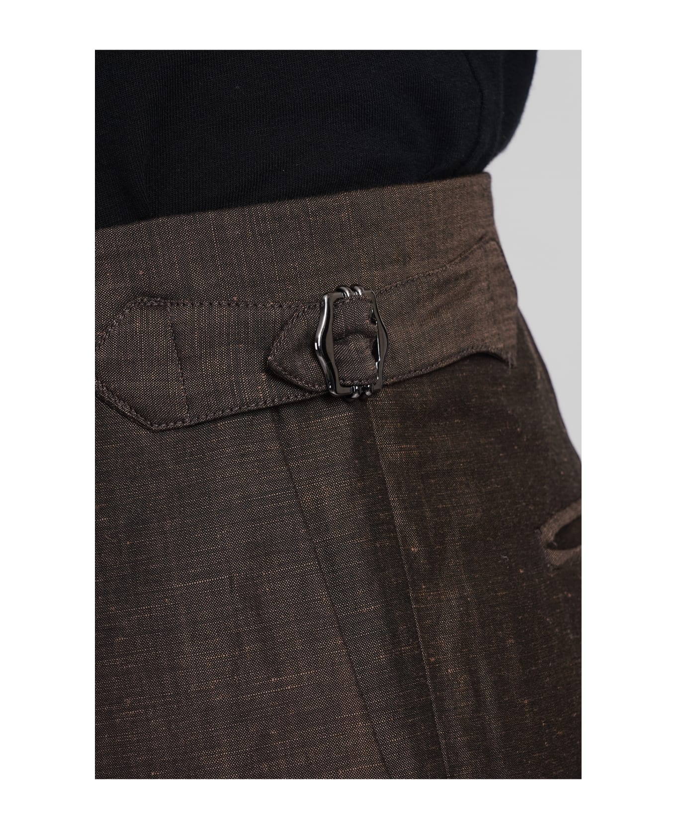 Emporio Armani Pants In Brown Wool - brown ボトムス