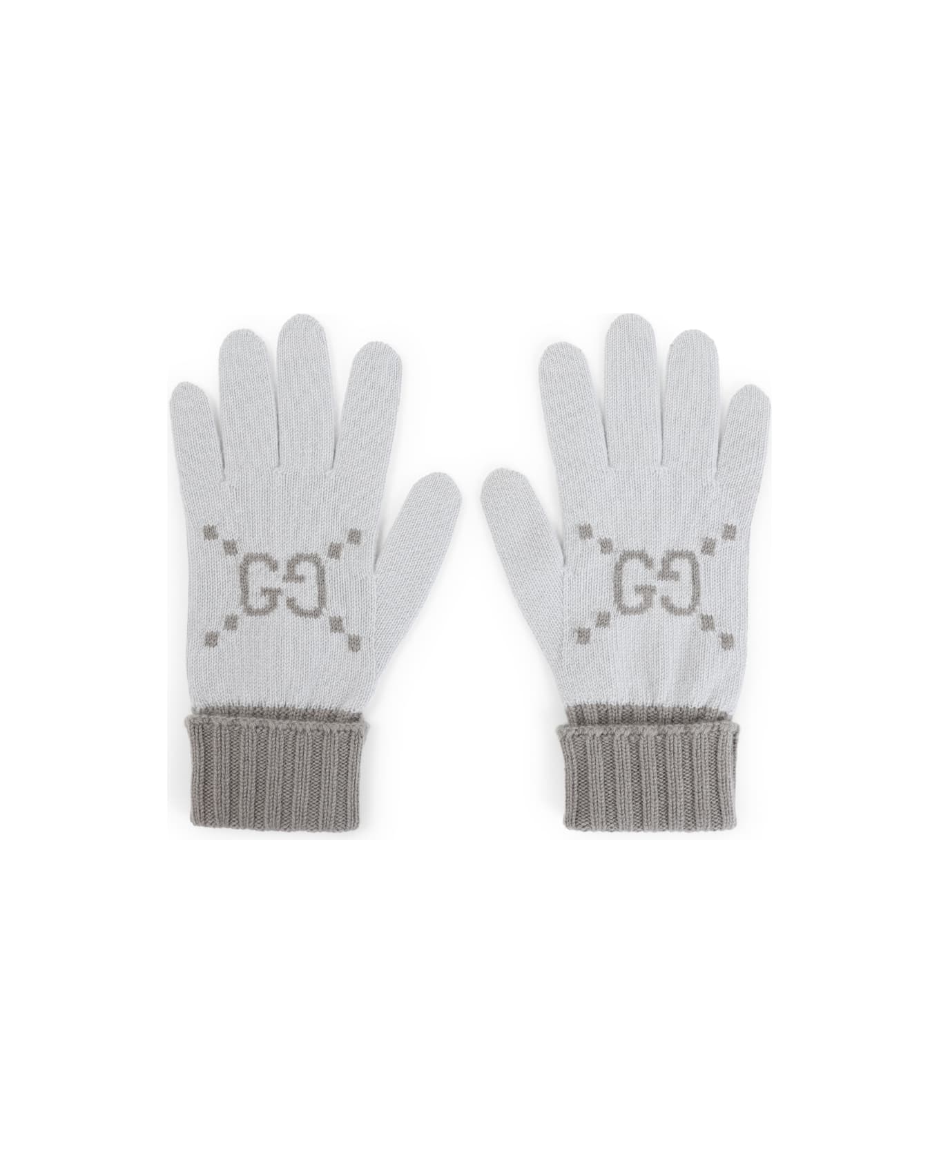 Gucci Gg Knit Gloves - Light Grey