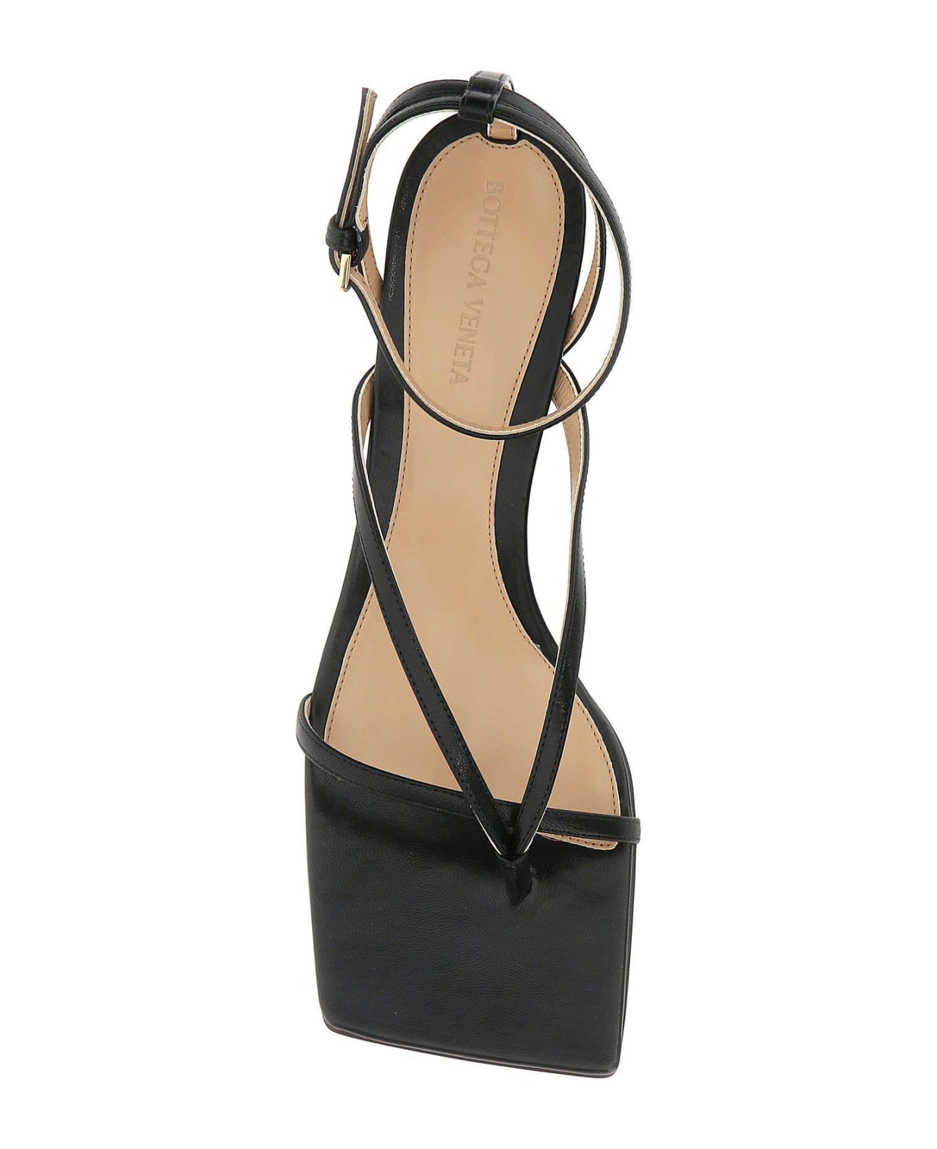 Bottega Veneta Black Leather Stretch Sandals - Nero