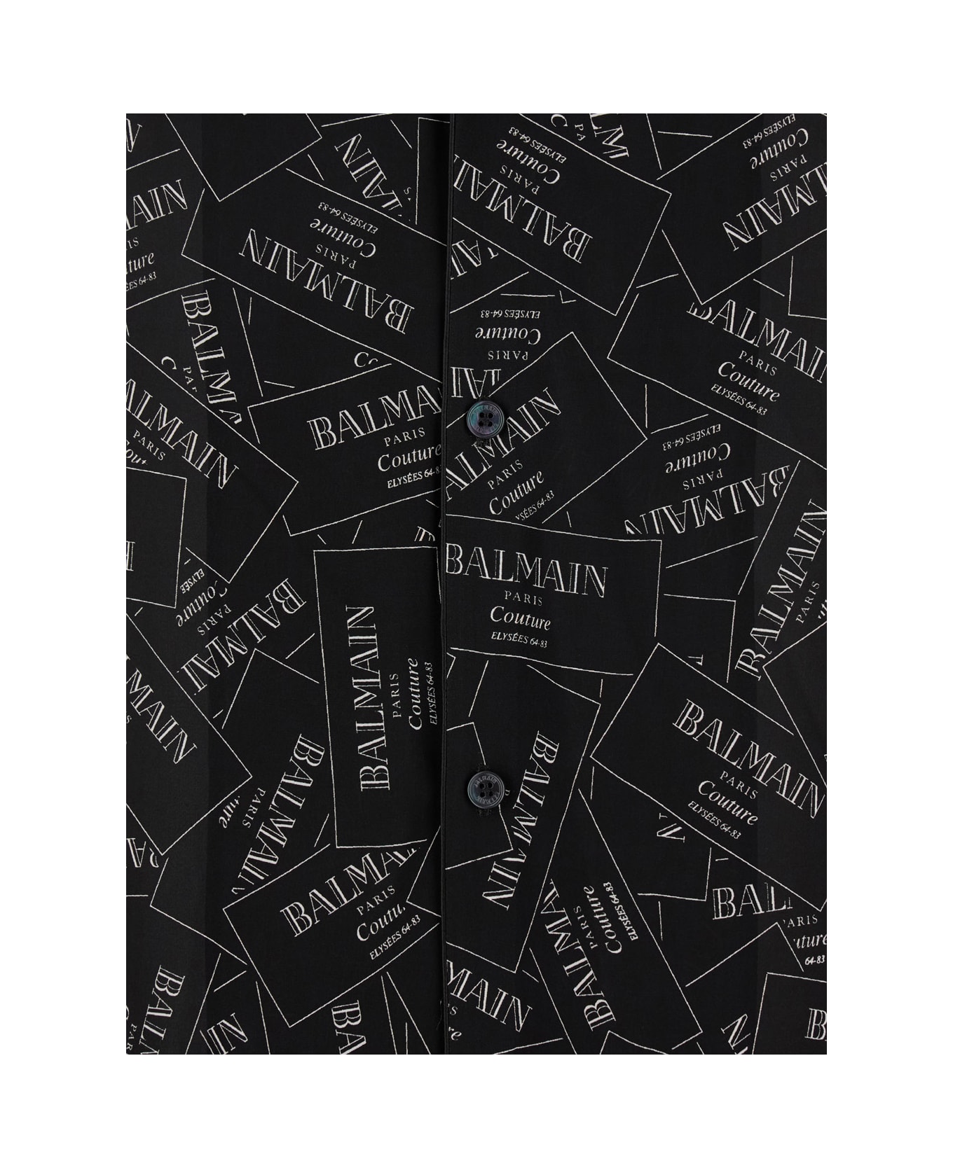 Balmain All-over Label Printed Pyjama Shirt - Black