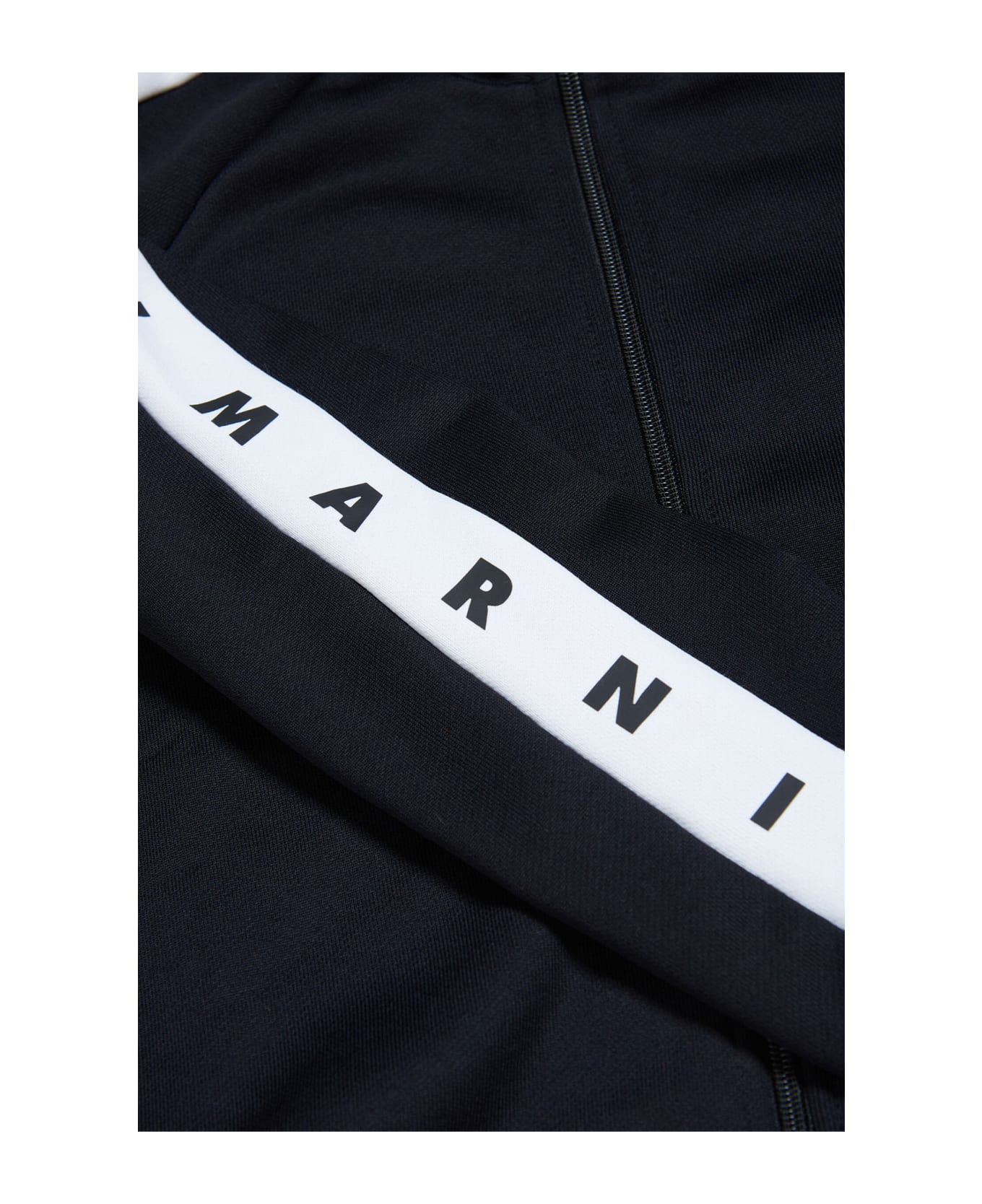 Marni Ms34u Sweat-shirt Marni Black Sweatshirt In Technical Fabric With Zip And Logo Tape - Black