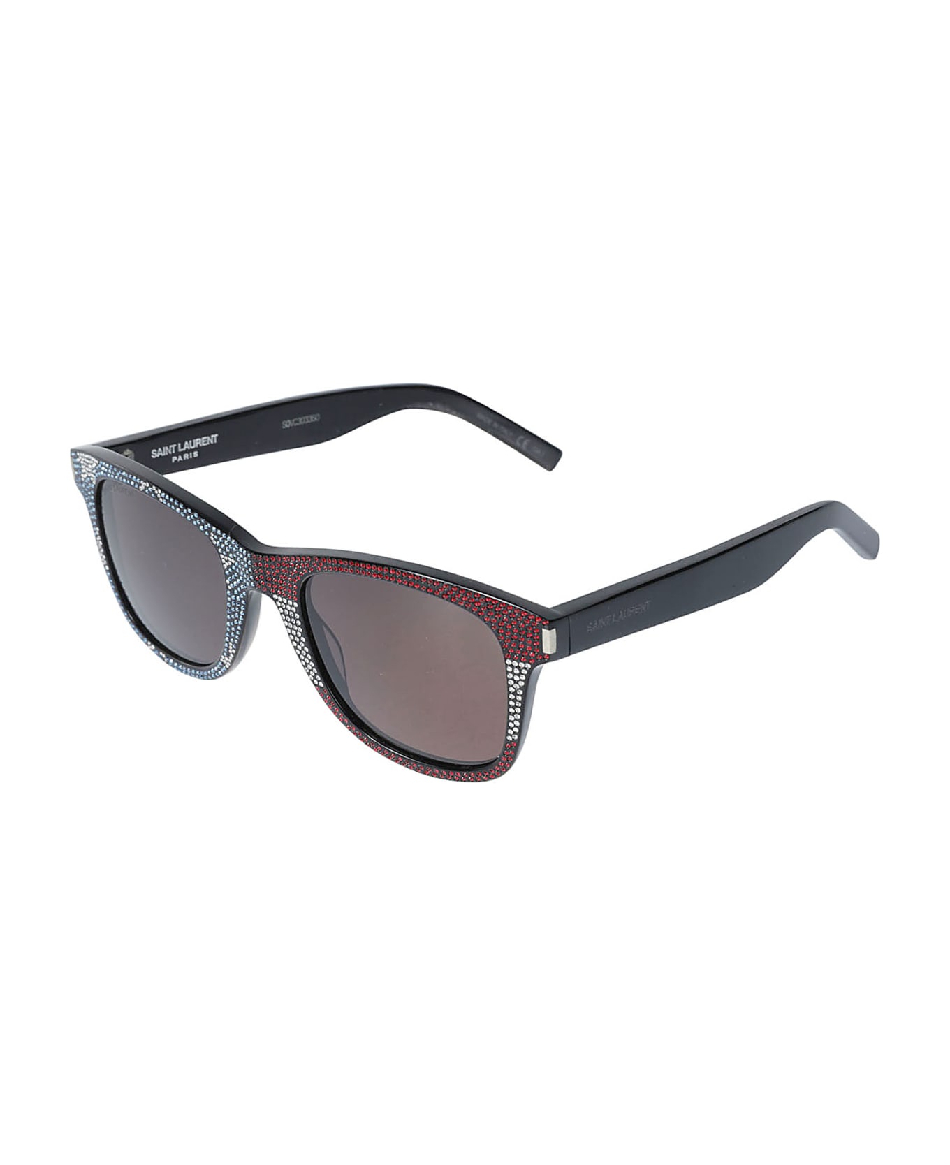 Saint Laurent Eyewear Square Frame Studded Sunglasses - Black/Grey サングラス