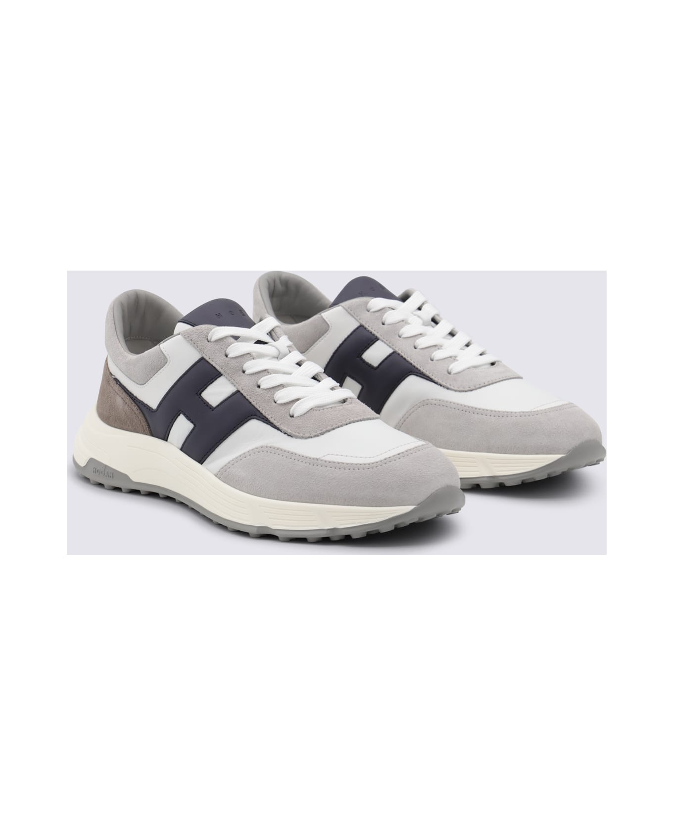 Hogan White And Grey Leather Sneakers - WHITE-GREY-NAVY