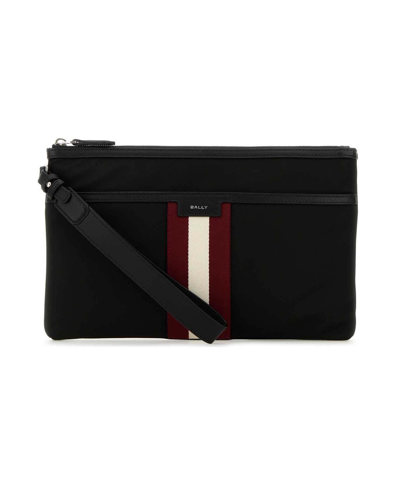 Bally Black Nylon Code Clutch - Black