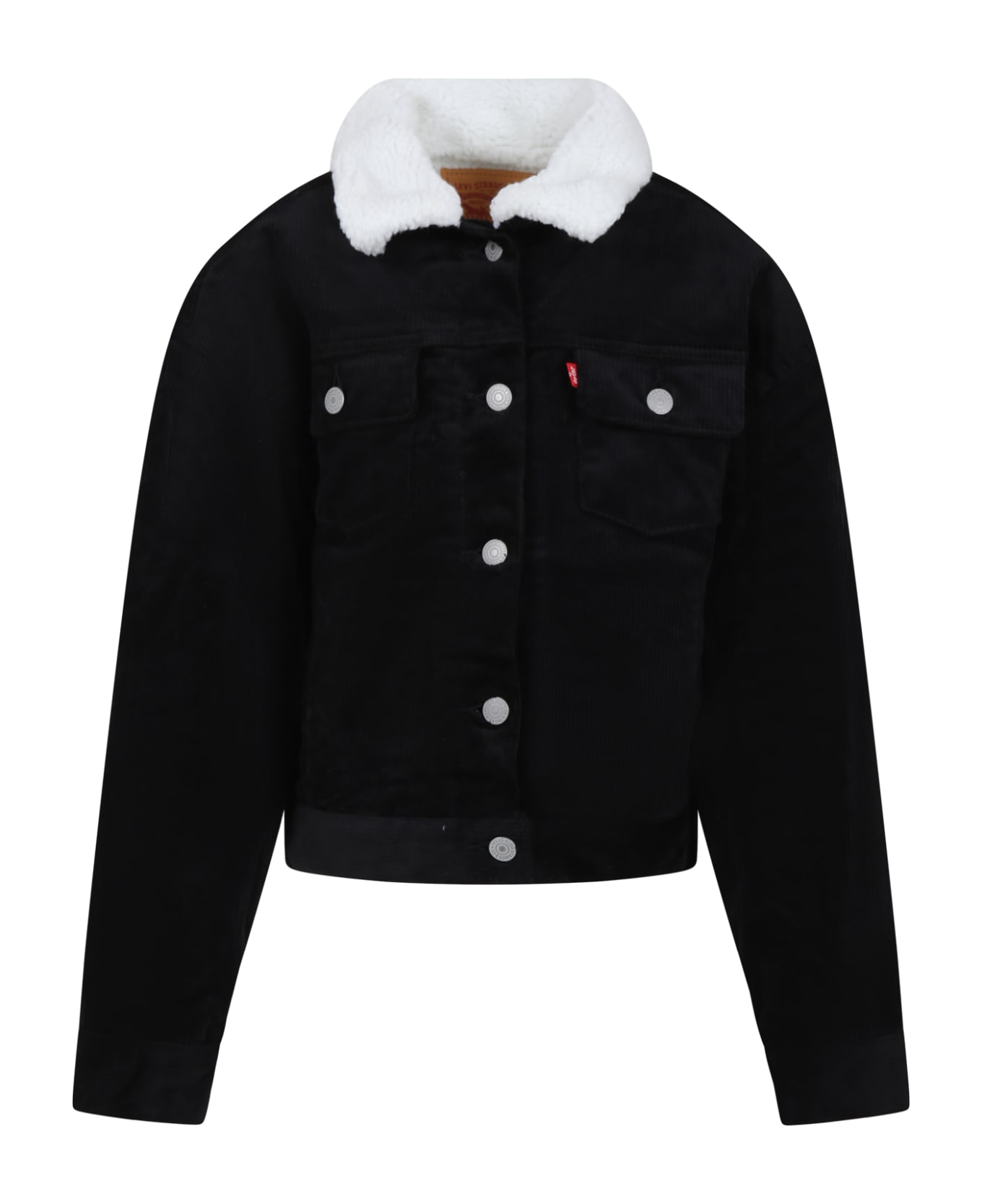 Levi's Black Jacket For Girl With Logo - Black