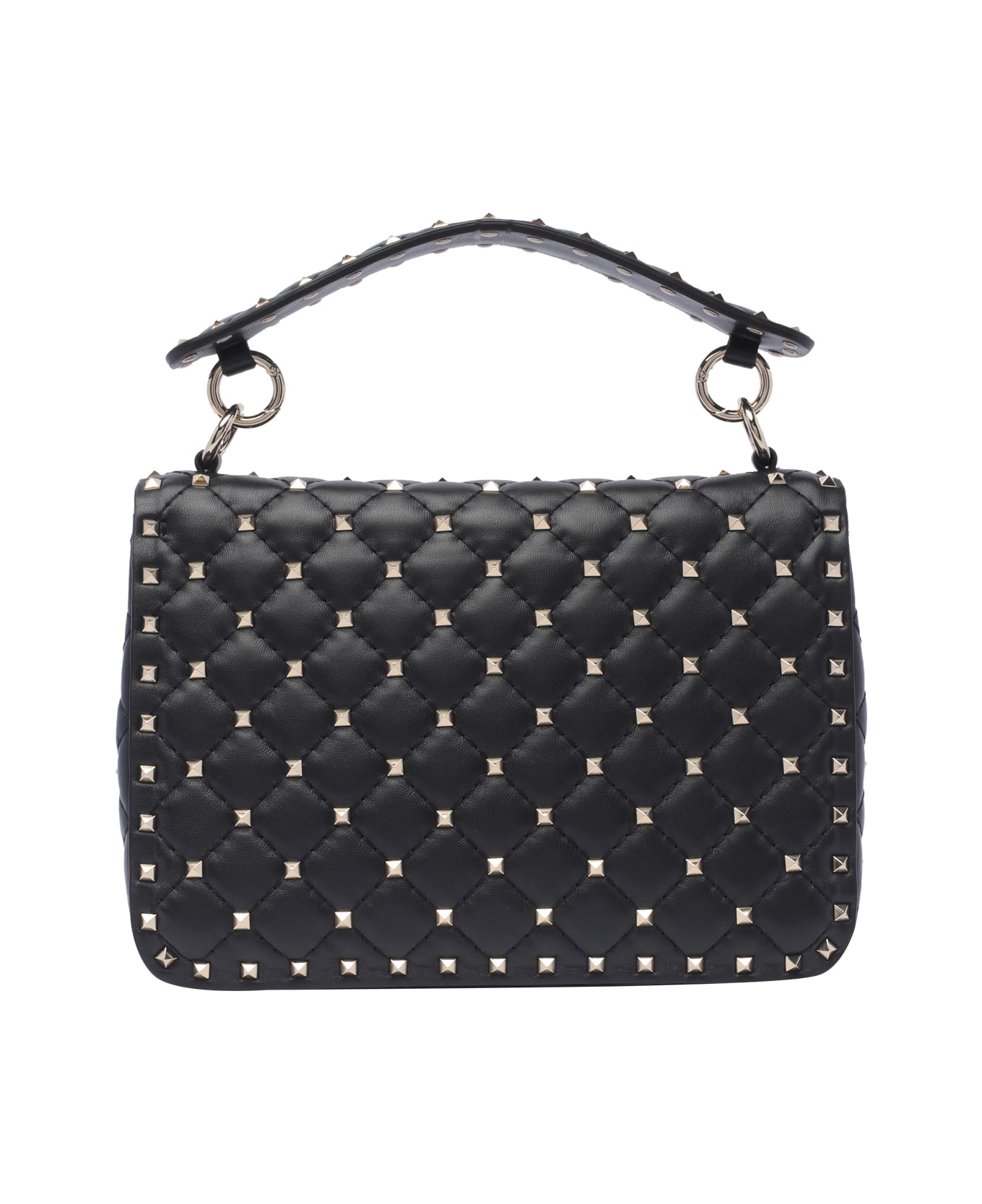 Valentino Garavani Medium Rosktud Spike Shoulder Bag - Black