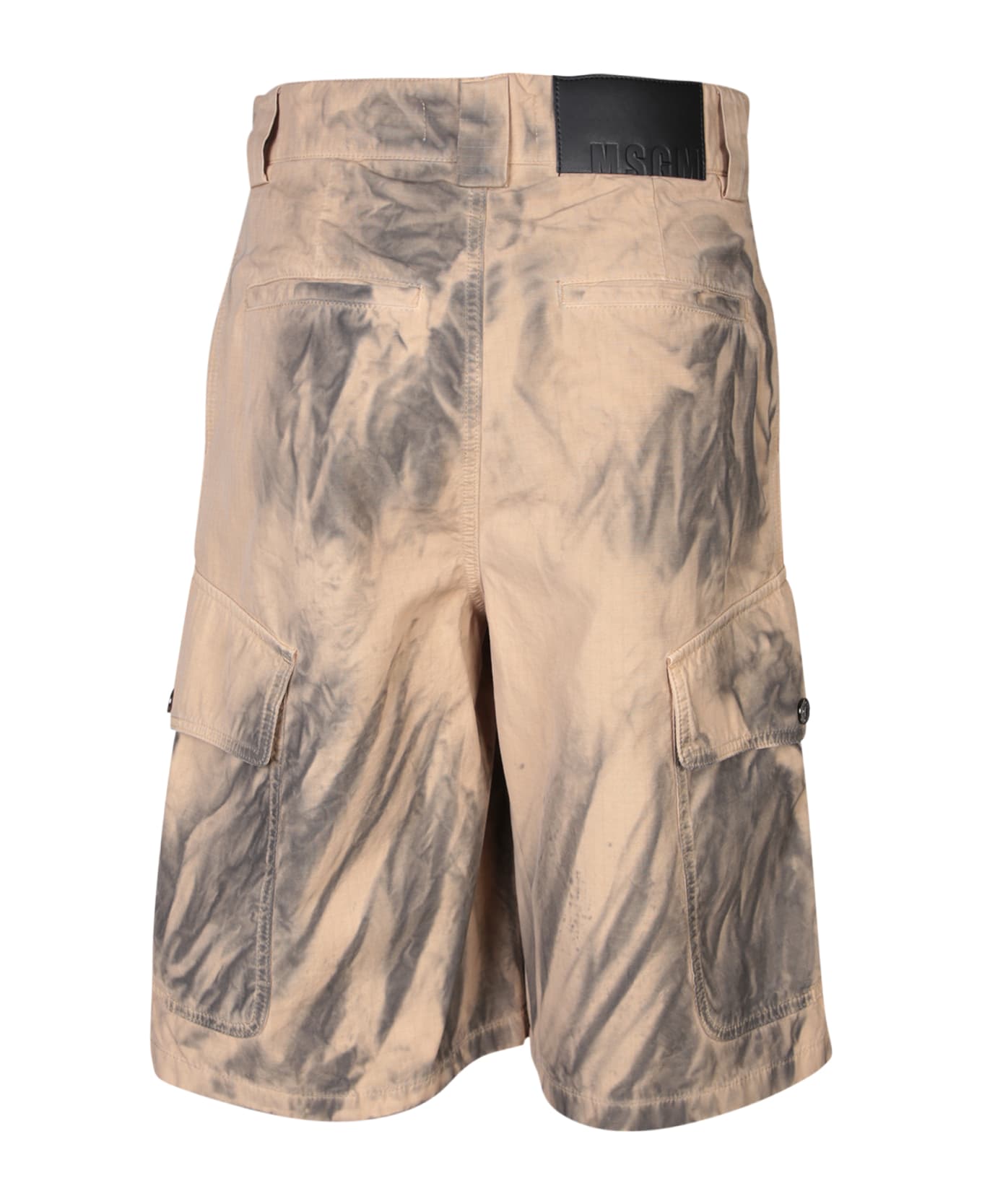 MSGM Abstract Print Beige Bermuda Shorts - Beige