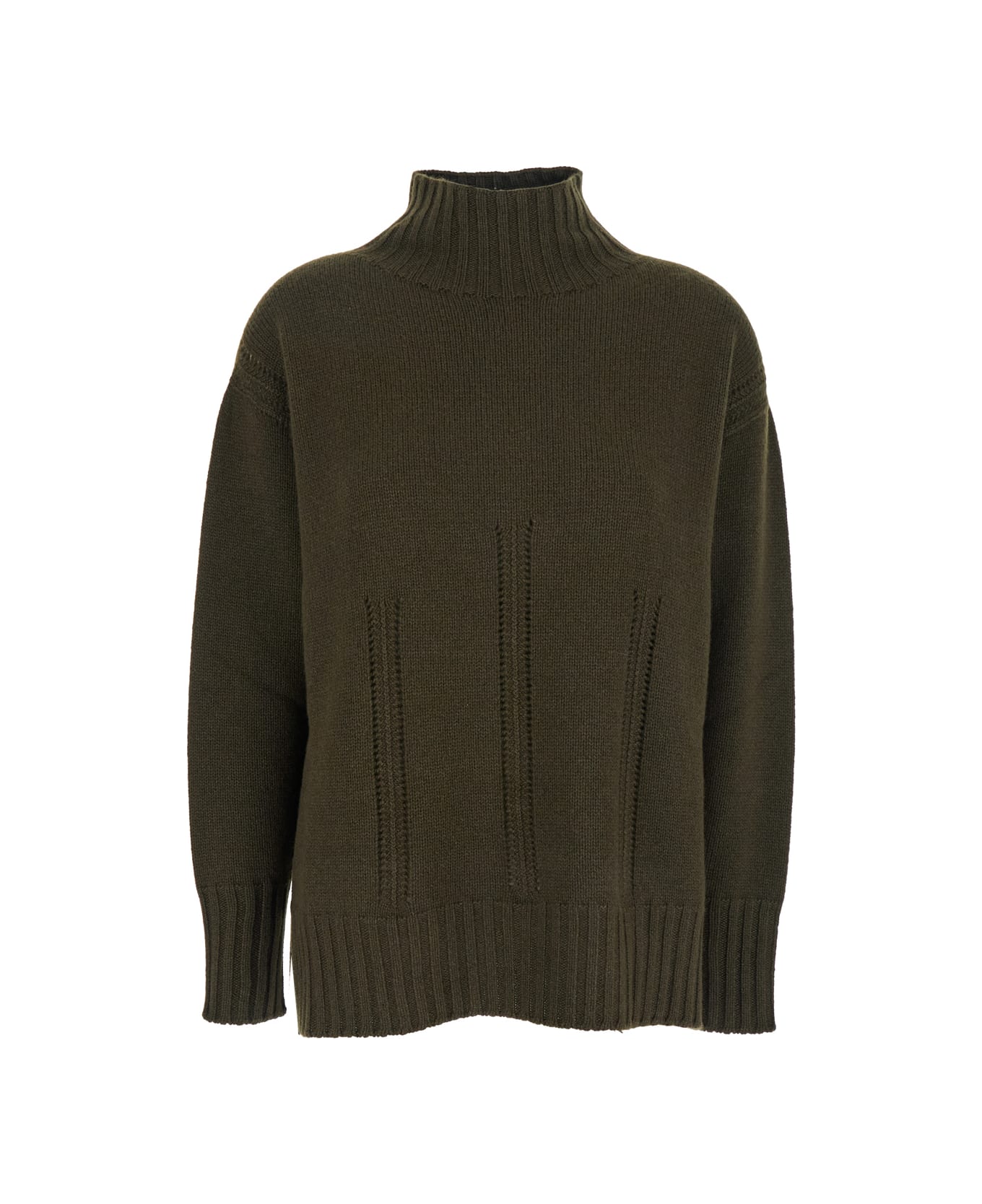 Tom Ford Brown Sweater With Mock Neck And Dropped Shoulders In Cashmere And Cotton Blend Woman - Brown