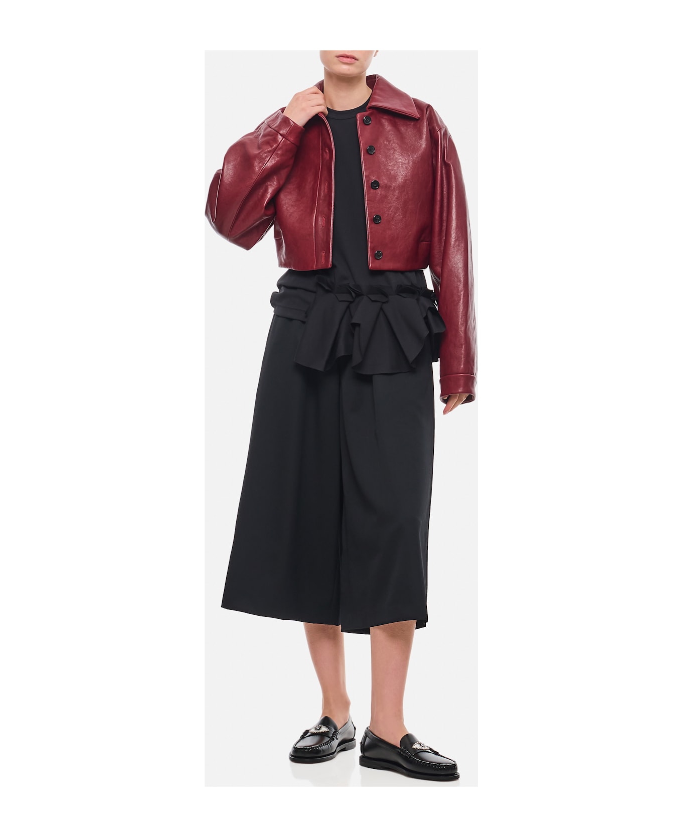 Khaite Sue Short Leather Jacket - Oxblood