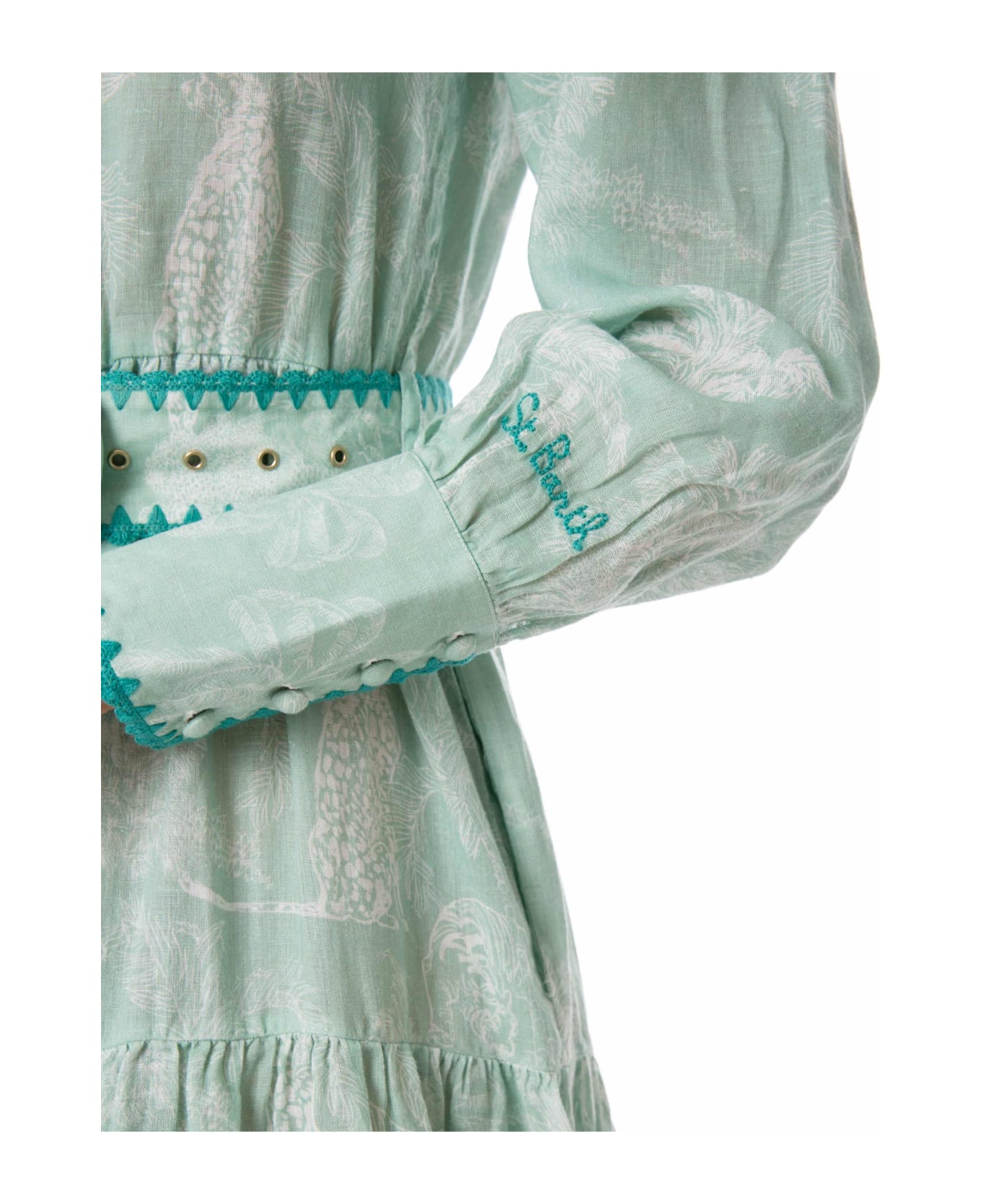 MC2 Saint Barth Woman Linen Long Dress - GREEN ワンピース＆ドレス