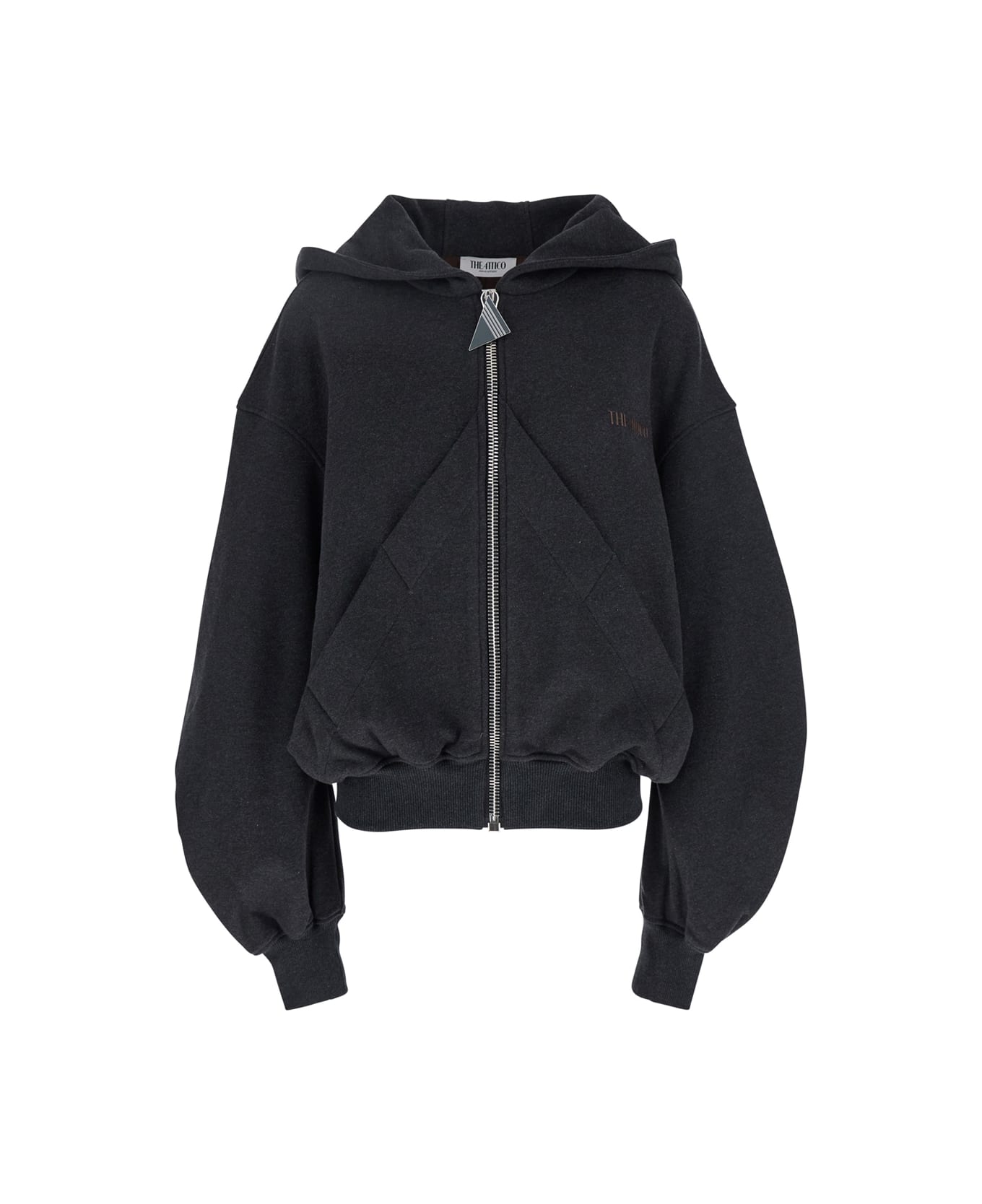 The Attico Grey Sweatshirt With Hood And Logo Lettering On The Front In Cotton Woman - Grey