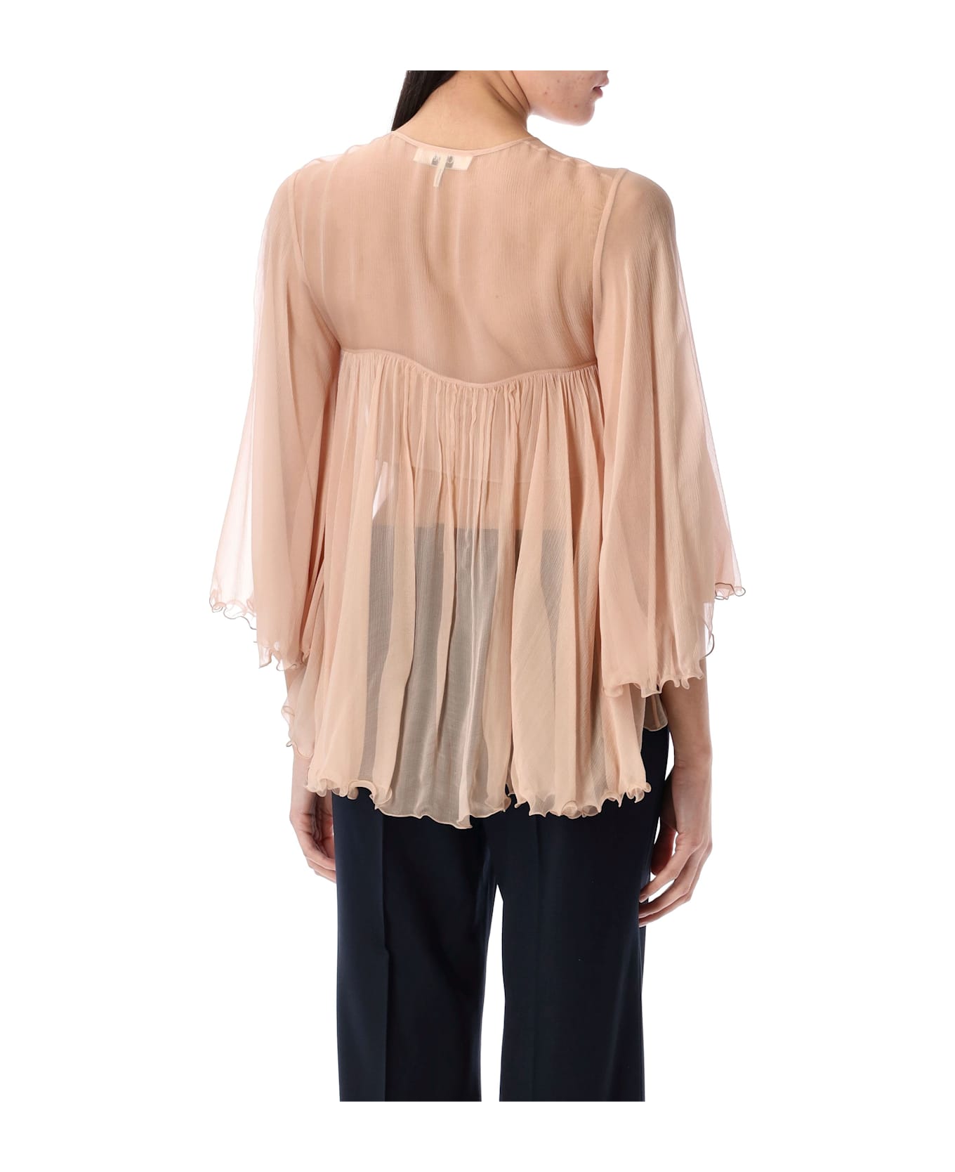 Chloé Silk Pleated Top - Powder