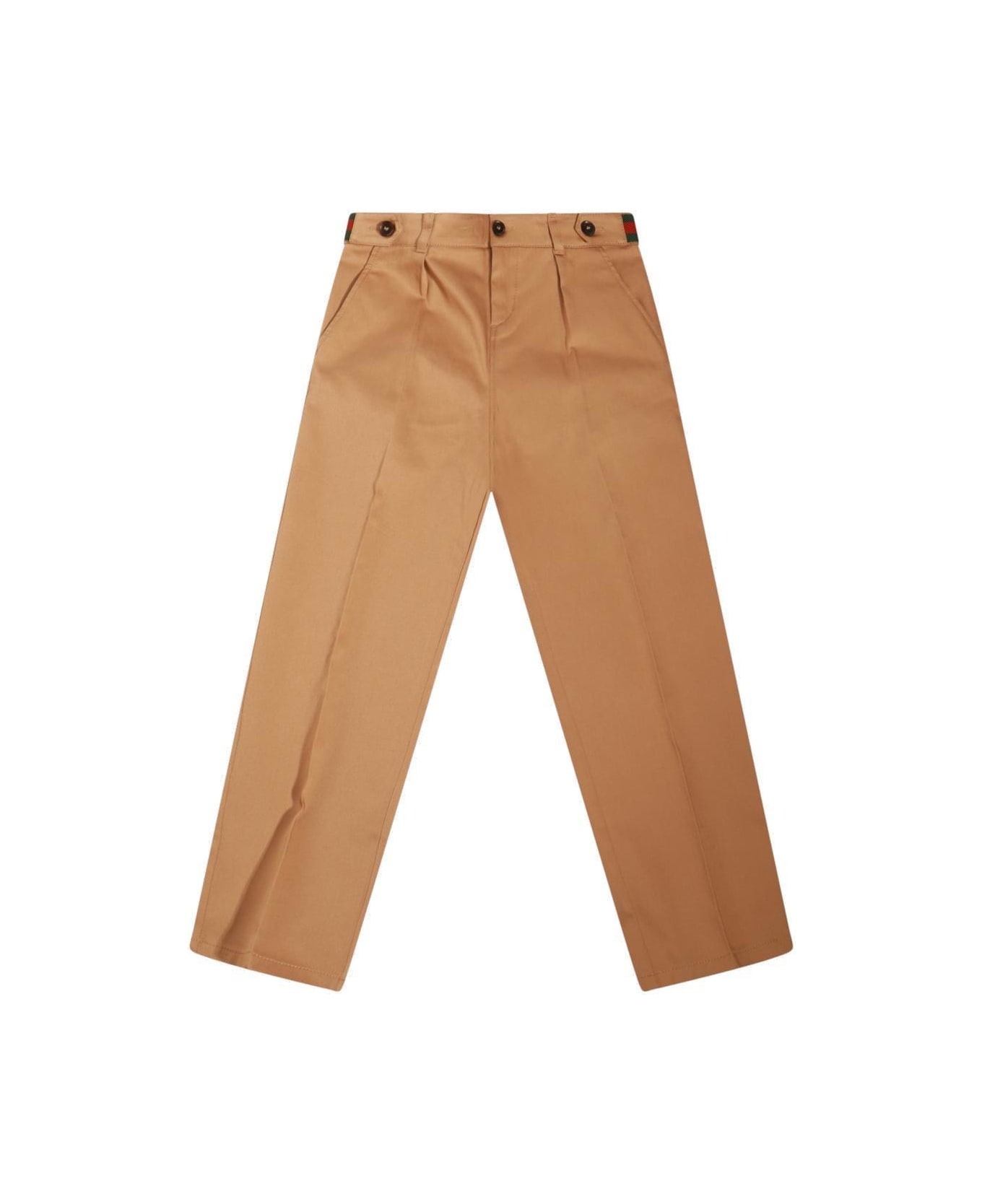 Gucci Button Detailed Straight Leg Pants - Brown