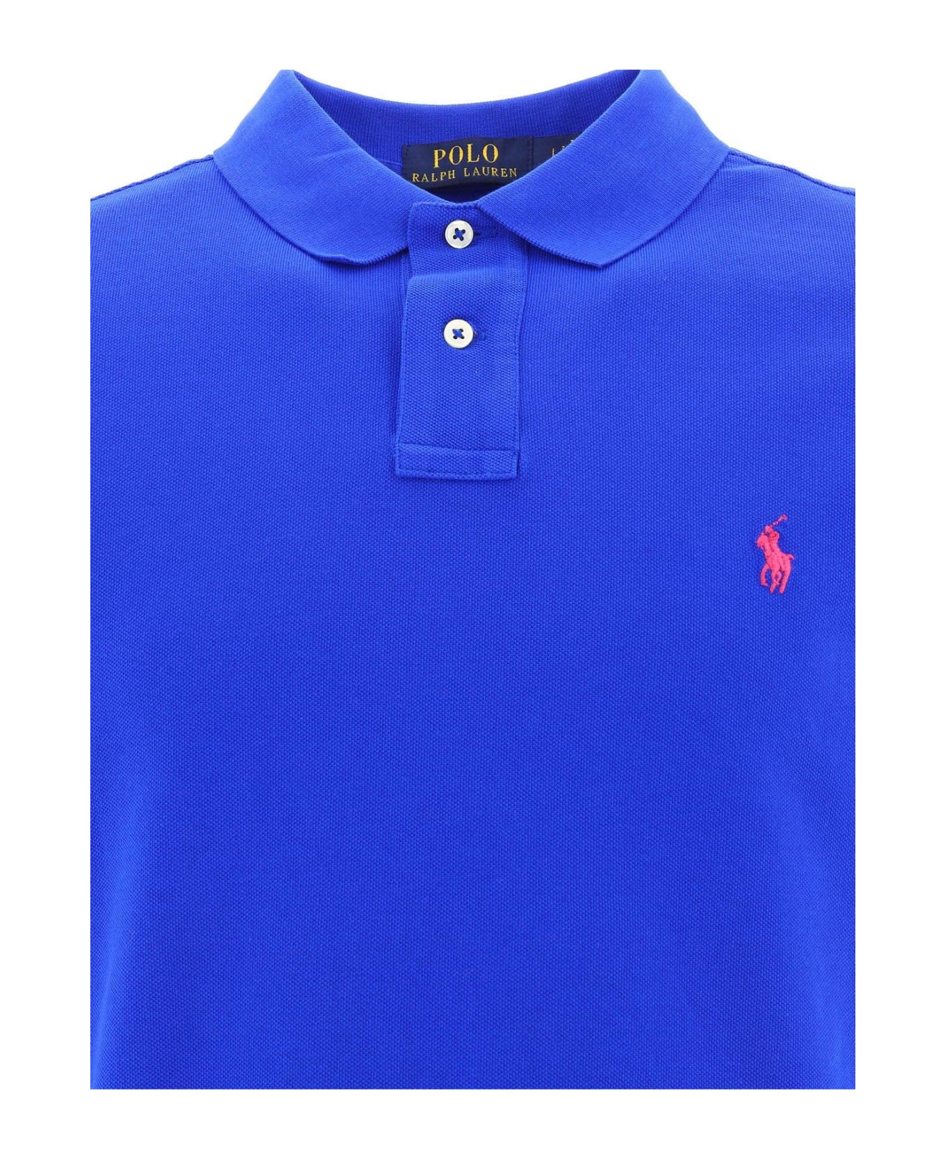 Ralph Lauren Slim-fit Polo In Blue Pique - Blu