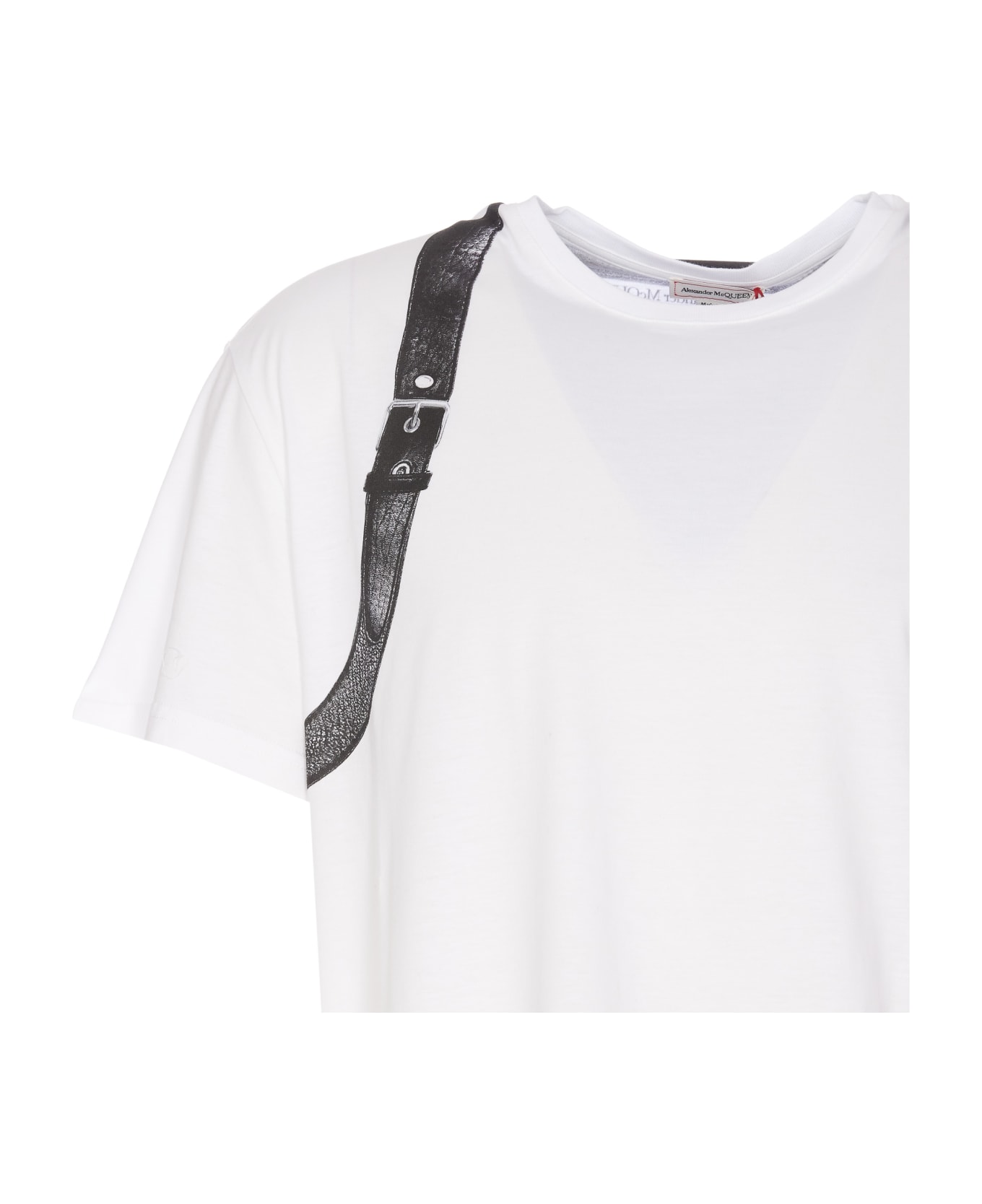 Alexander McQueen Harness T-shirt In White And Black - Bianco
