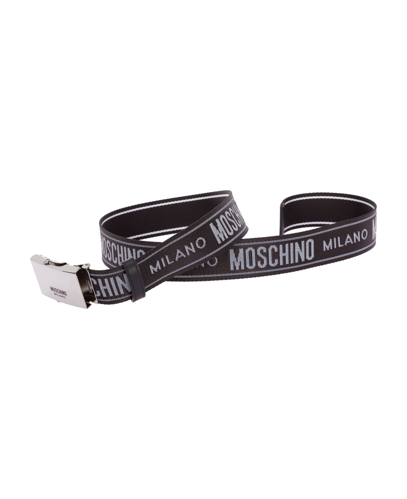 Moschino Logo Tape Belt - Black