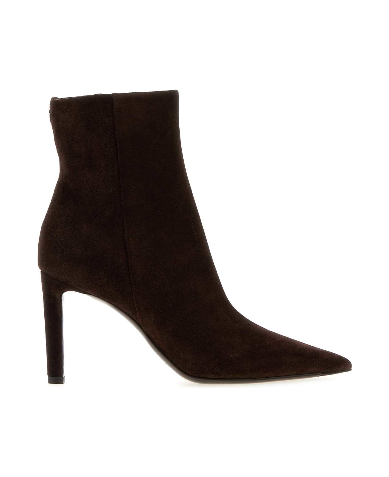 Jimmy Choo Chocolate Suede Frankie Ankle Boots - CHOCOLATE