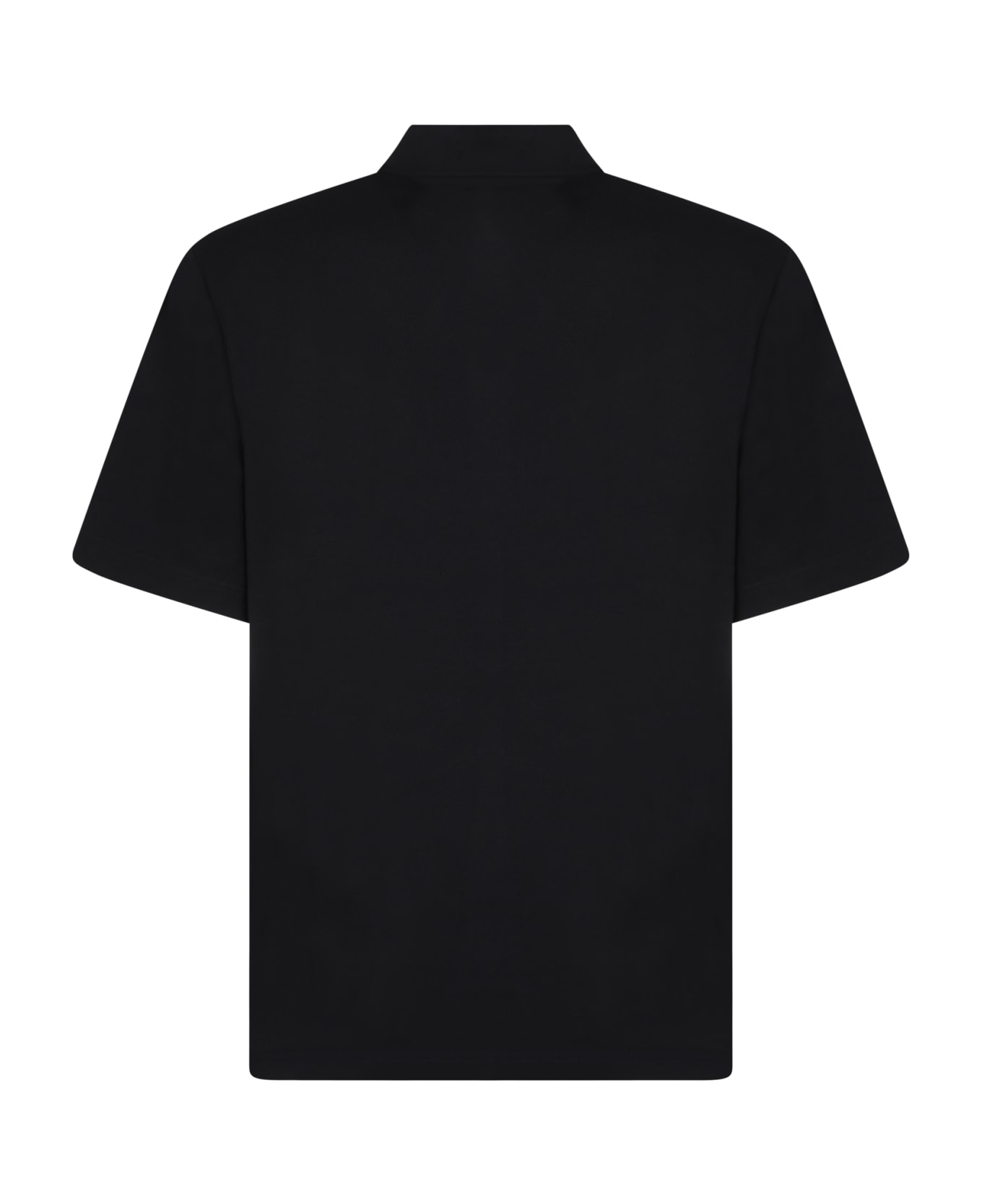 Burberry Logo Embroidered Short Sleeved Polo Shirt - Black