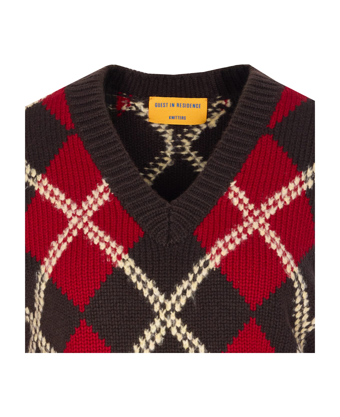 Guest in Residence Argyle Vest - Red