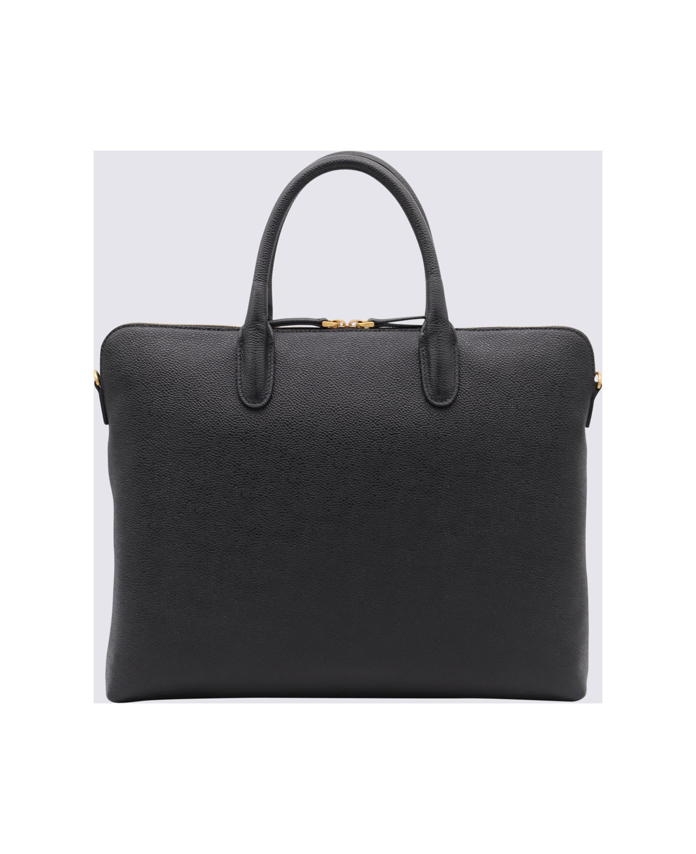 Thom Browne Black Leather Top Handle Bag - BLACK